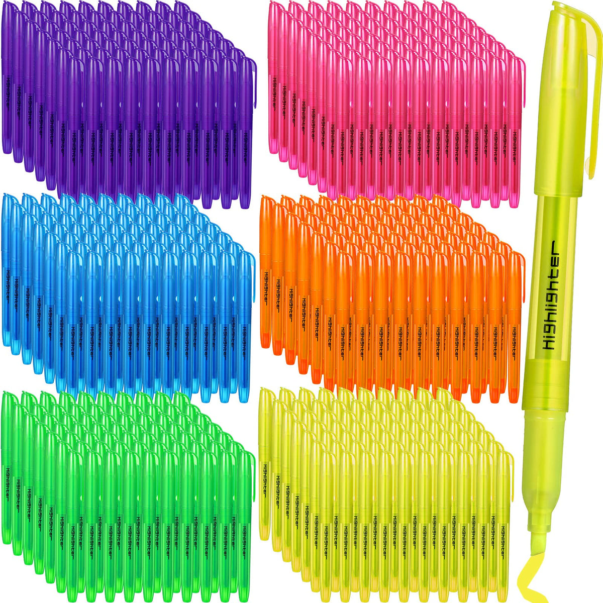 Thenshop 420 Pcs Highlighters Bulk 6 Assorted Colors Chisel Tip Markers