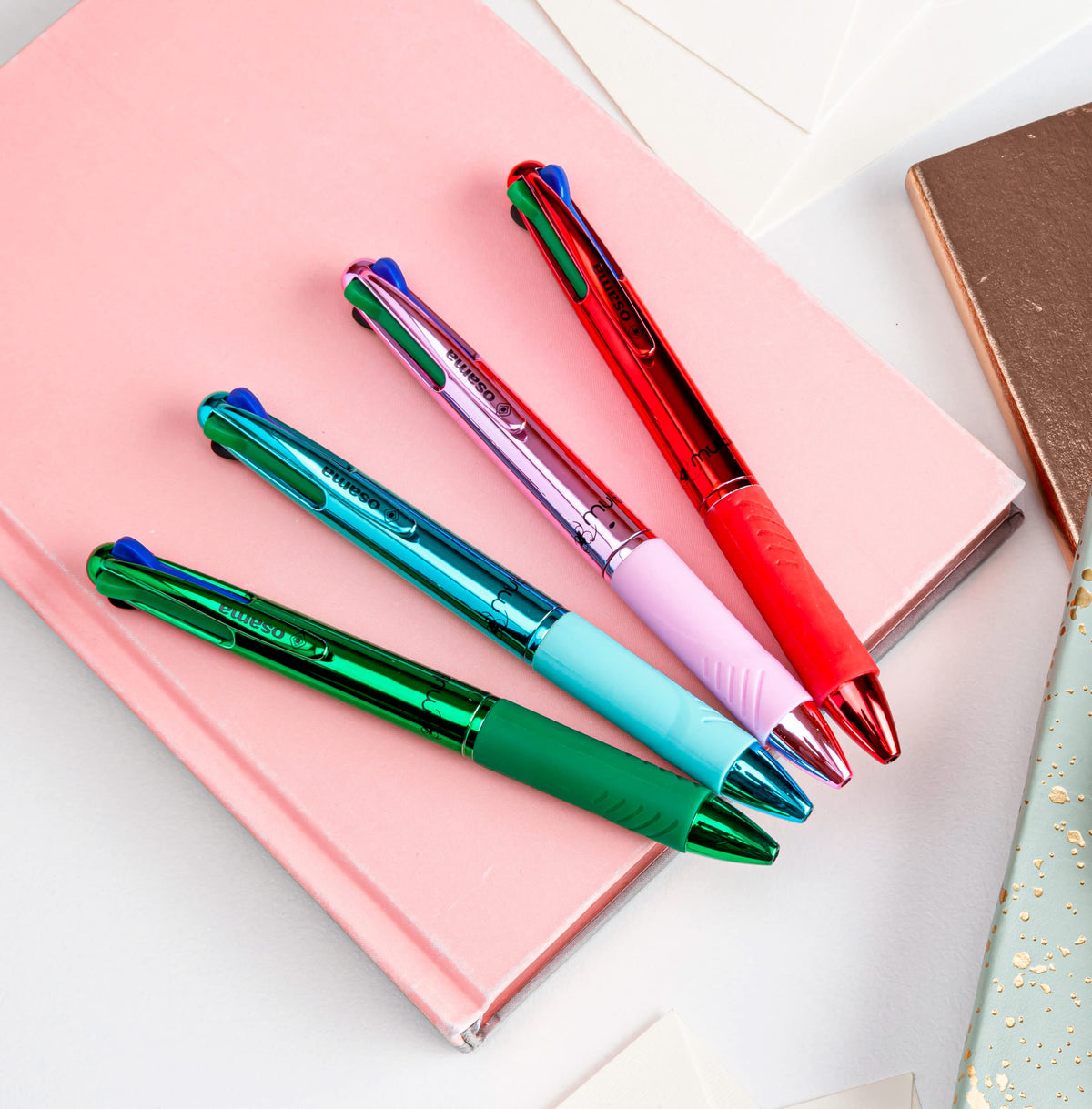 OSAMA 4 Multi - Set of Retractable Ballpoint Pens 4 Colours 4 Colours 0.1mm Ballpoint Pens with