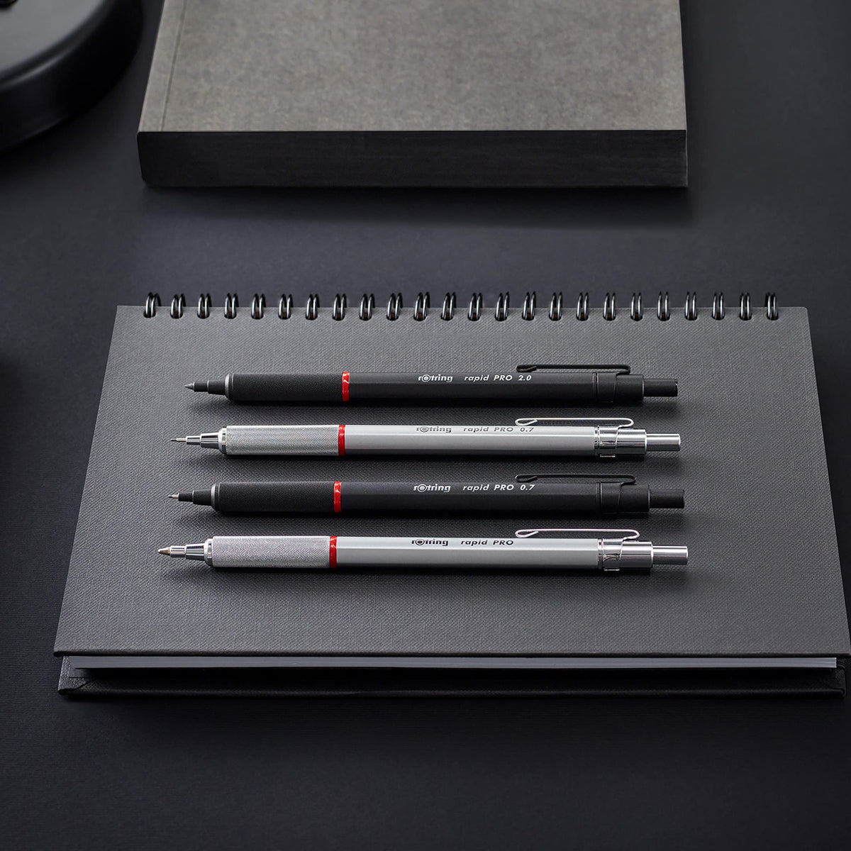 rOtring Rapid Pro Retractable Ballpoint Technical Drawing Pen, Medium Point, Blue Ink, Silver