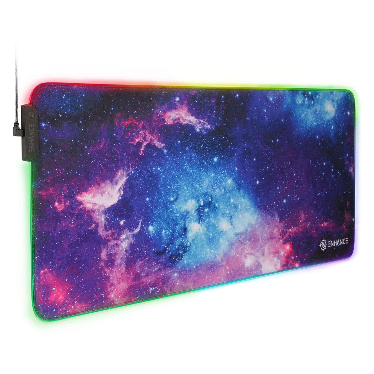 ENHANCE XXL LED Gaming Mouse Pad - 2XL Keyboard Desk Mat (32x14 inches) with 7 RGB Colors, 3 Color