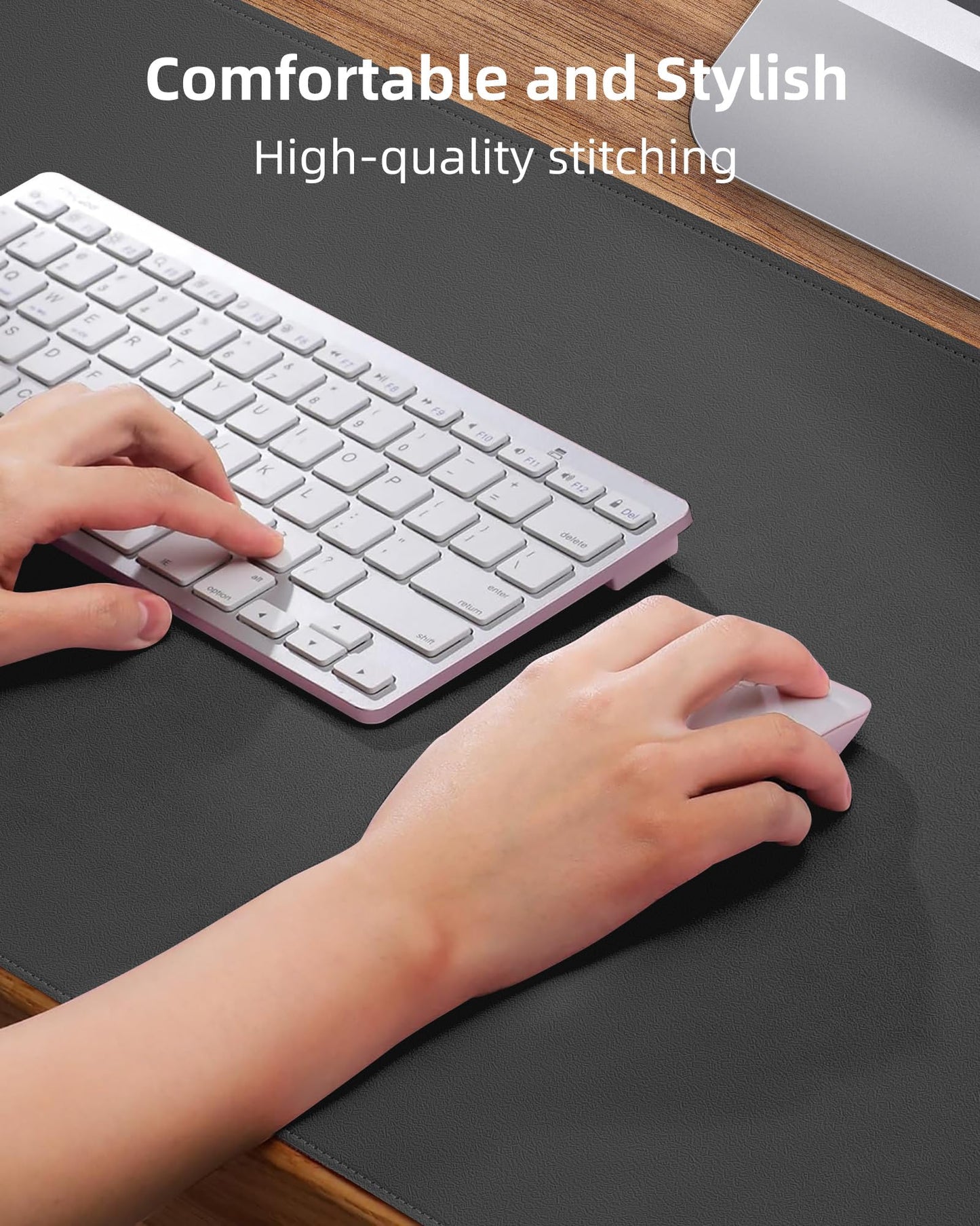 Leather Desk Pad Protector, Large Mouse Pad and Non-Slip Desk Cover, Waterproof PU Leather Blotter
