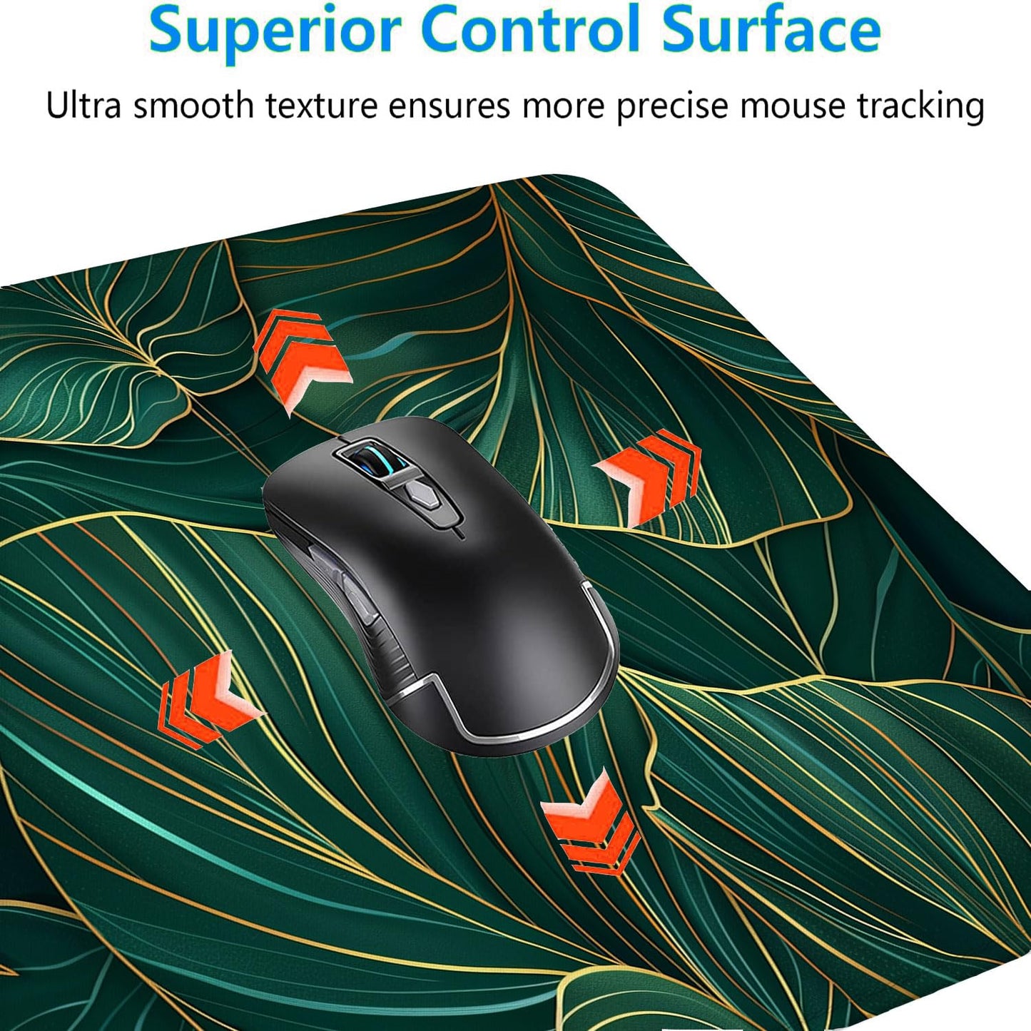 Green Leaves Desk Mat Gaming Mouse Pad Gold Tropical Palm Leaves Large Gaming Mouse Mat with