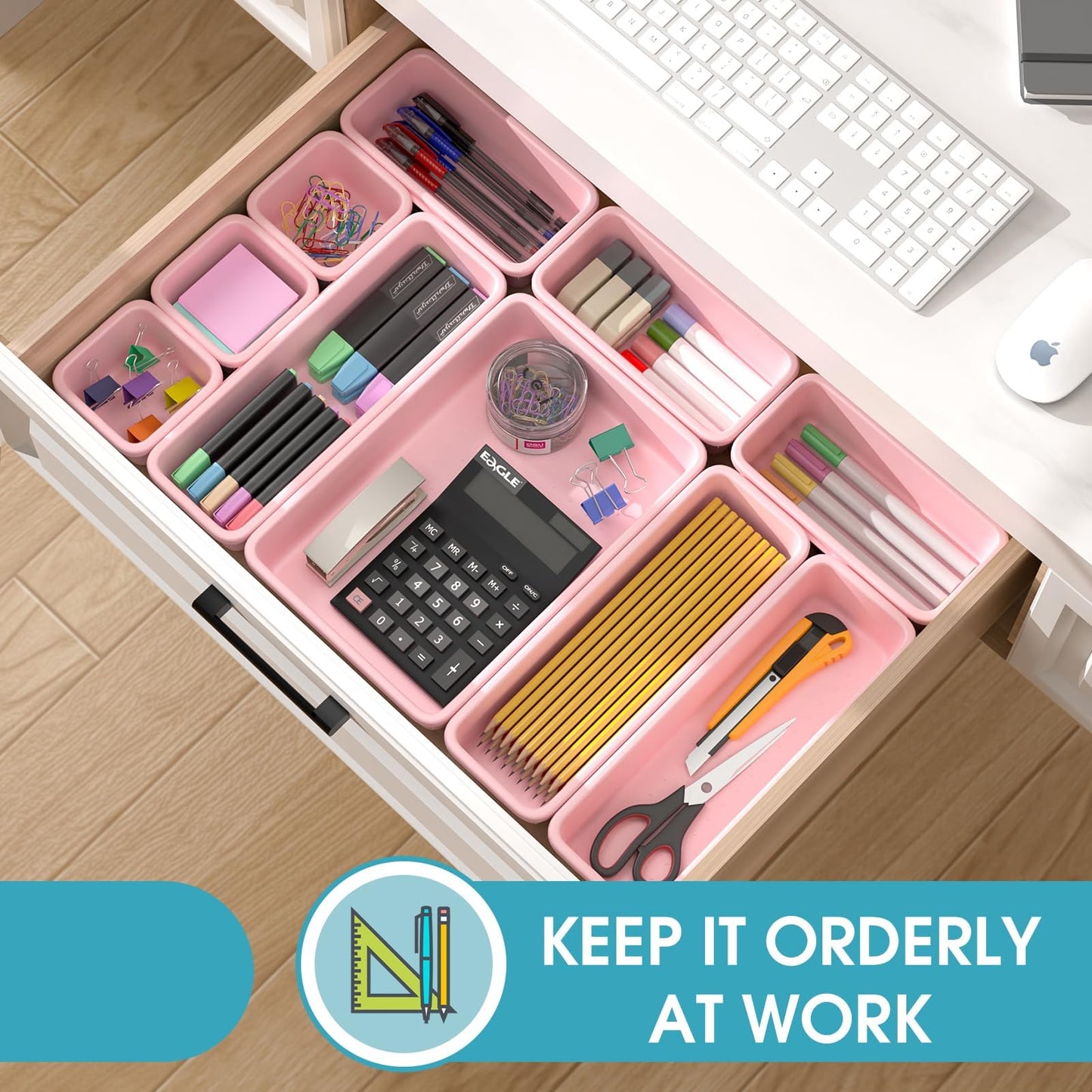 25 PCS Drawer Organizer Set, 4 Size Makeup Drawer Divider Organizer With Non-Slip Pads