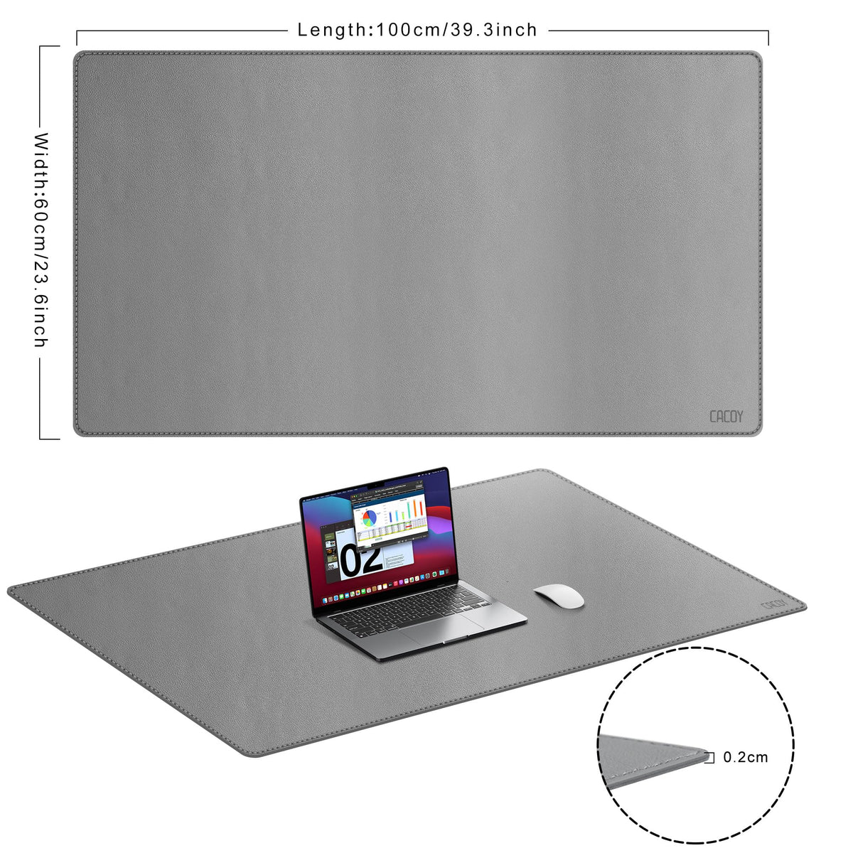 Cacoy 40" x 24" PU Leather Moues Pad for Desk, XXL Large Computer Desk Pad Blotters for Keyboard