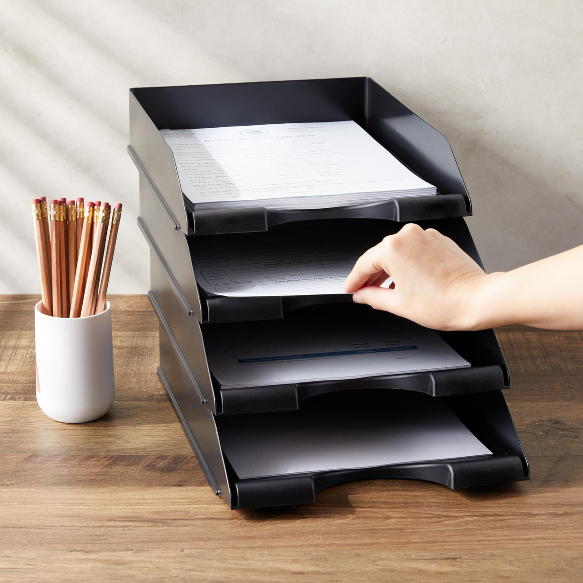Stockroom Plus Letter Tray - Stackable Desk Organizer Trays - Desktop File Organizer - Mail &