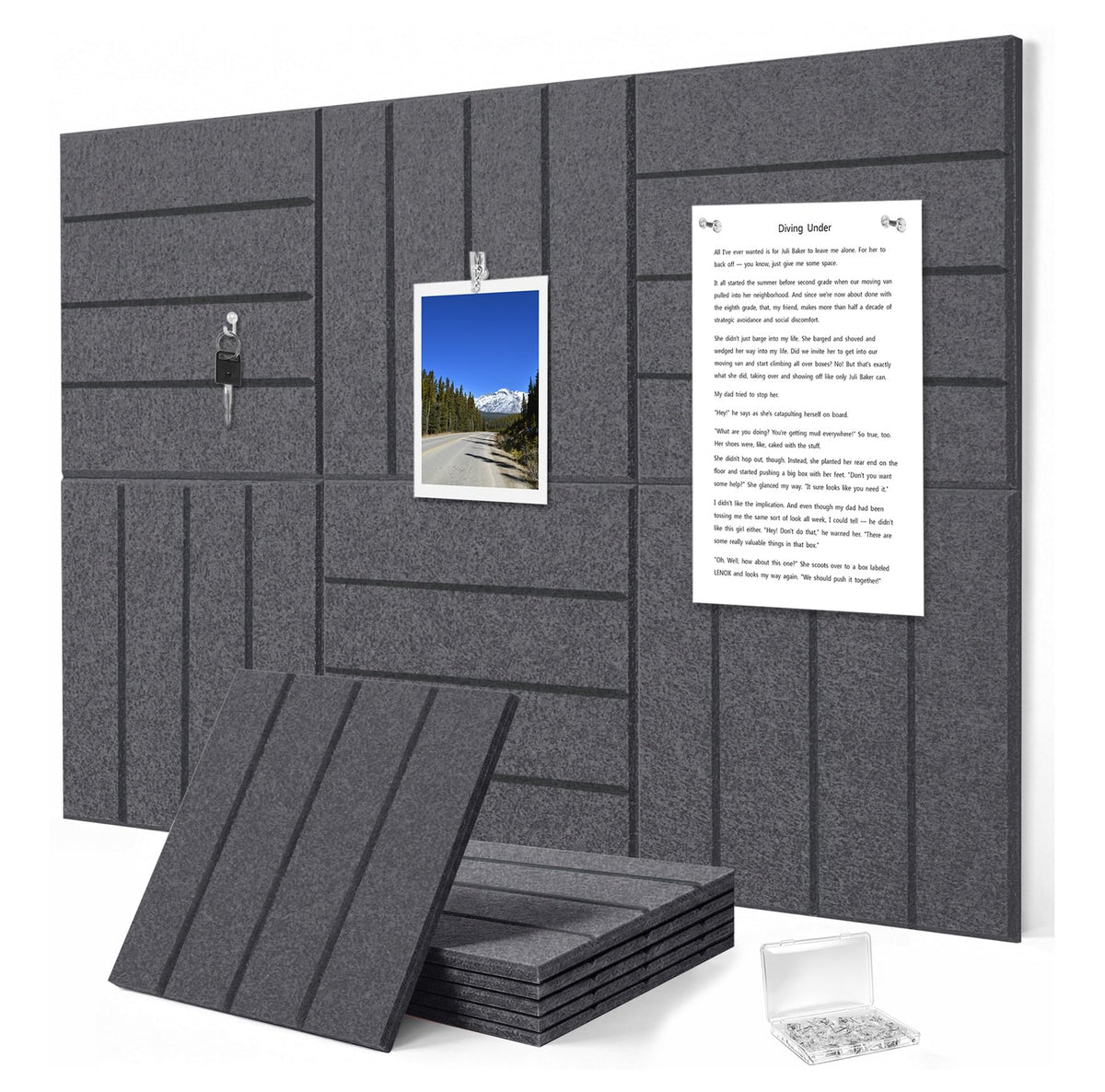 G Gamit 0.47" Thick Felt Wall Tiles 36"x24" Cork Board Alternative 6 Pack 11.81"x11.81"Felt