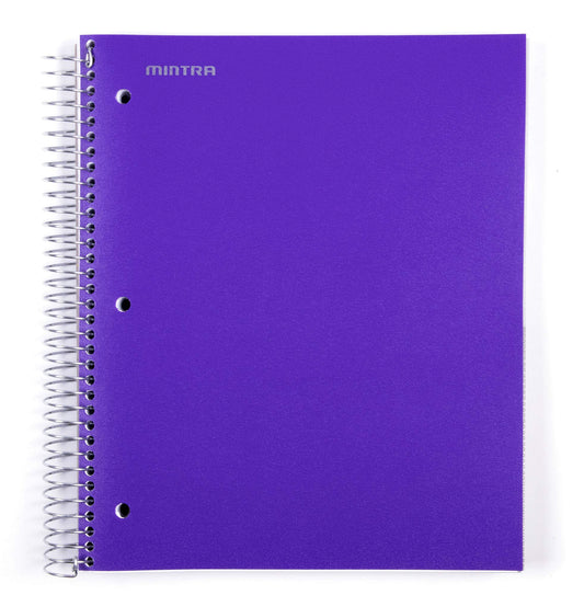 Mintra Office Durable Spiral Notebooks, 5 Subject (Purple, Wide Ruled 1pk)