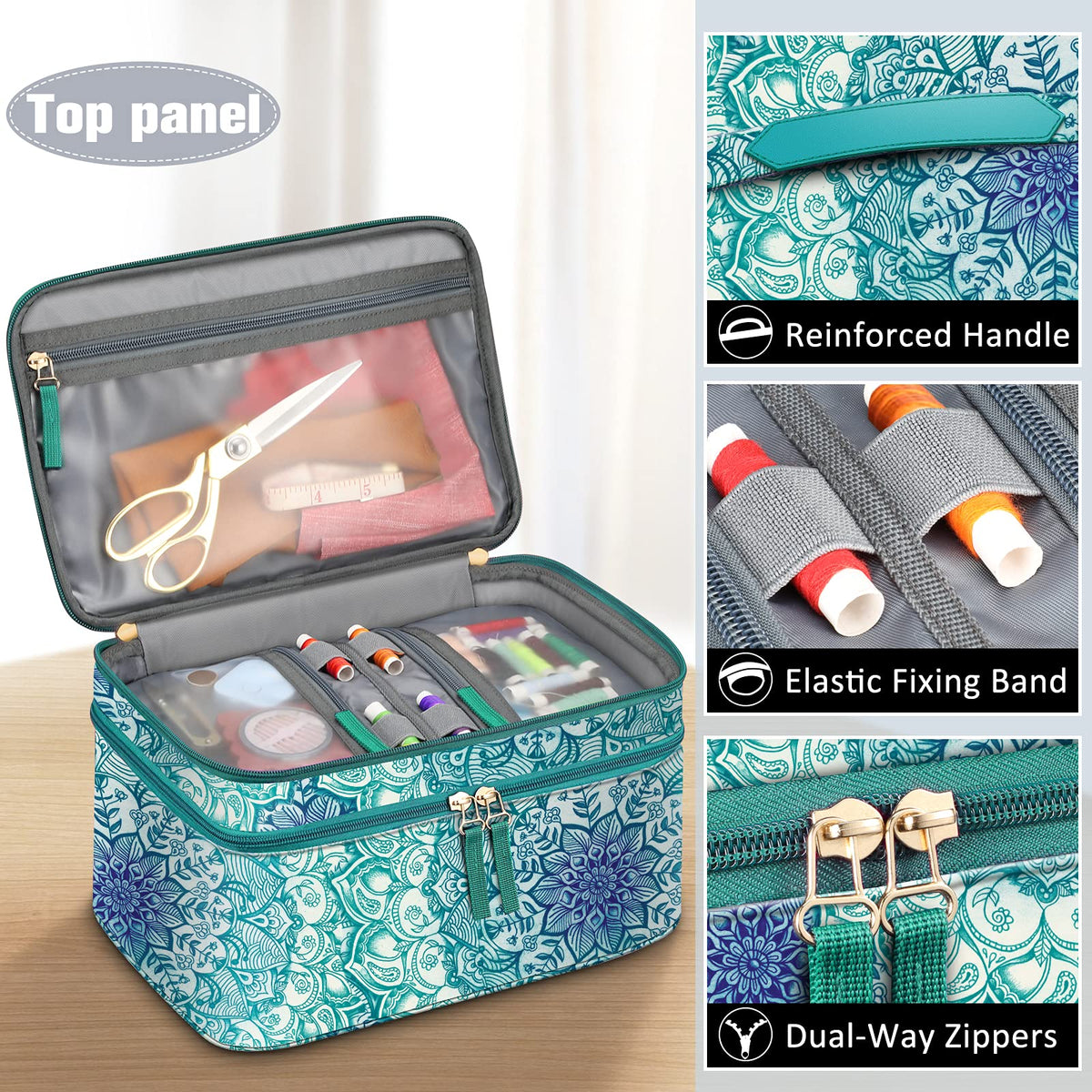 FINPAC Double-Layer Sewing Accessories Storage and Organizer Case Bag
