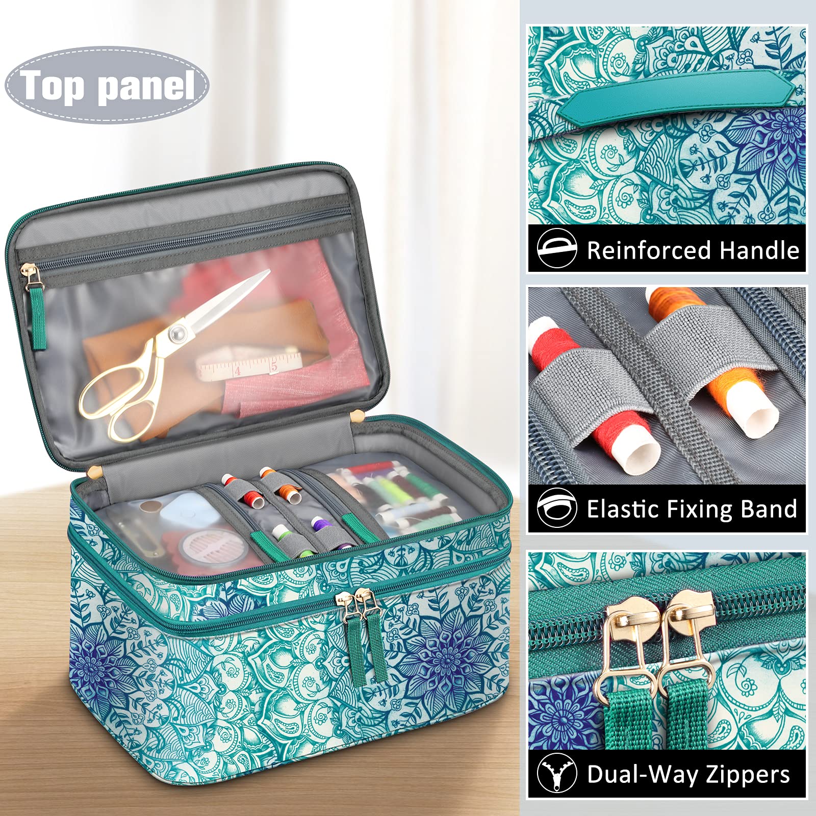 FINPAC Double-Layer Sewing Accessories Storage and Organizer Case Bag