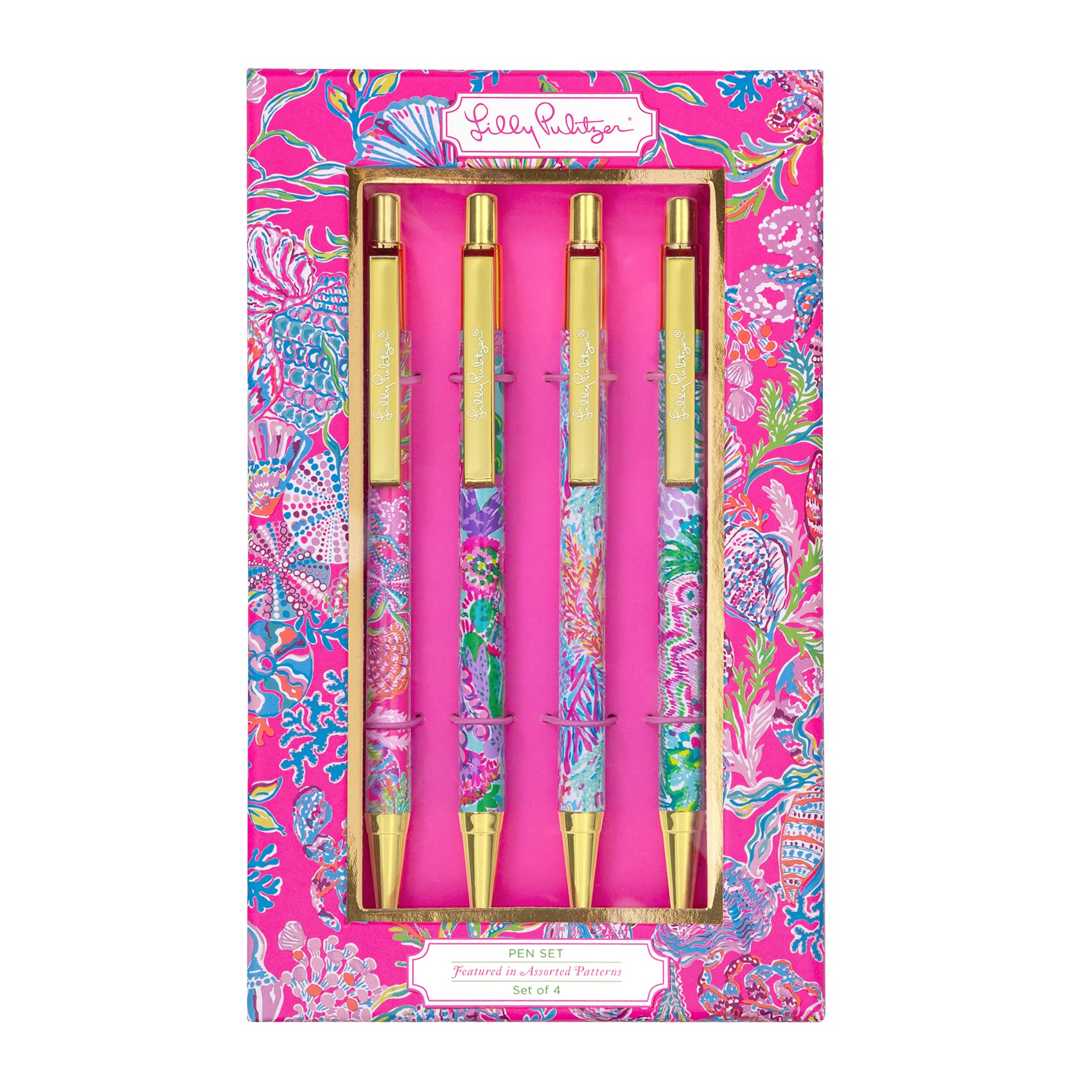Lilly Pulitzer Pen Set of 4, Shell Me Something Good