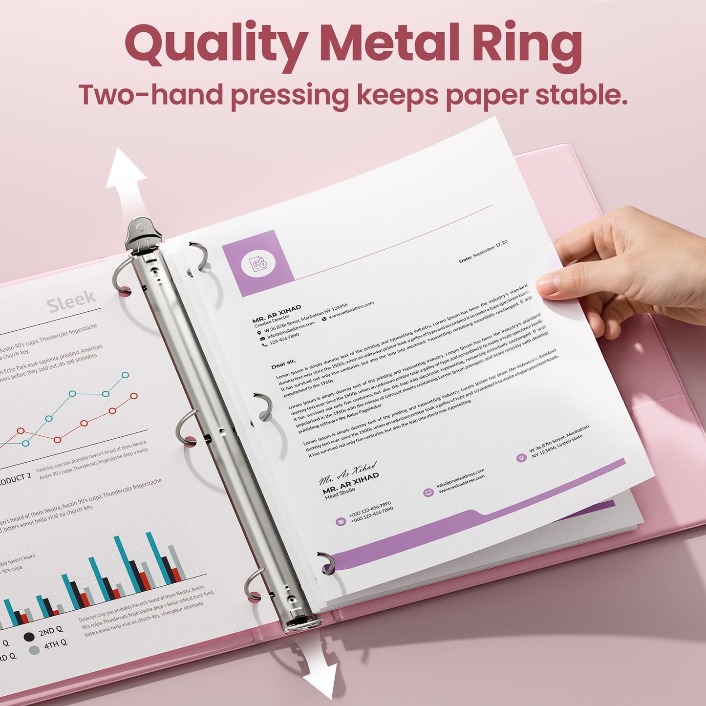 SUNEE 3 Ring Binder 1 Inch 4 Pack, Clear View 1" Binders Three Ring PVC-Free (Fit 8.5x11 Inches)