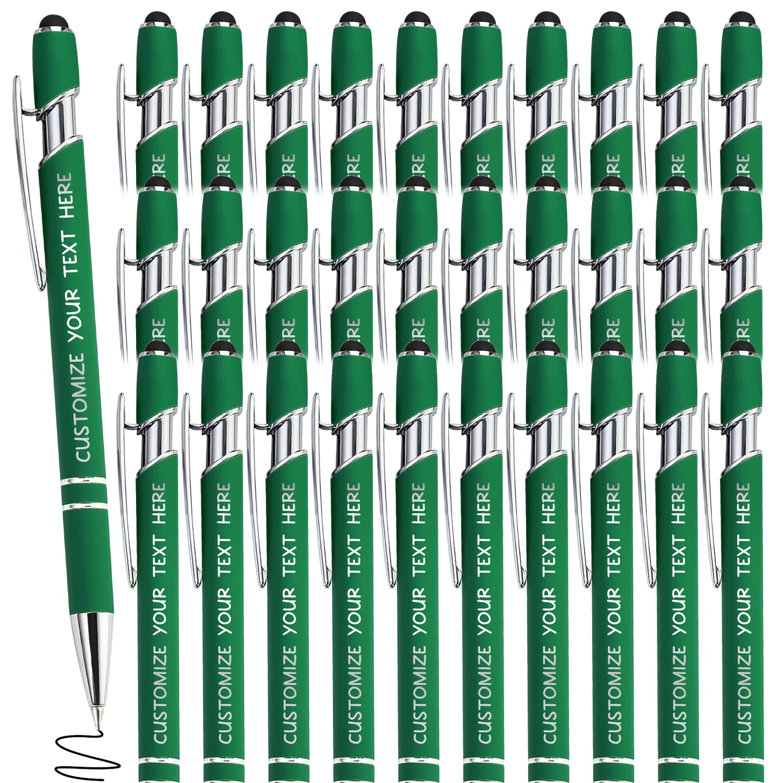 Yananka 36 Pcs Custom Pens with Stylus,Personalized Pens with Free Engraving,Customized Pens with