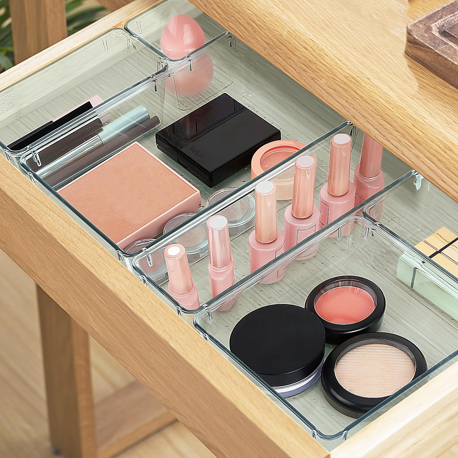 23 PCS Drawer Organizer Set, 5 Size Bathroom and kitchen organizer Trays