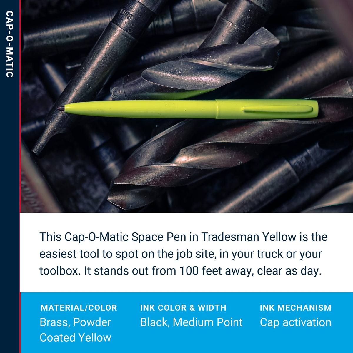 Fisher Space Pen Fluorescent Yellow Cap-O-Matic Pen, Black Ink