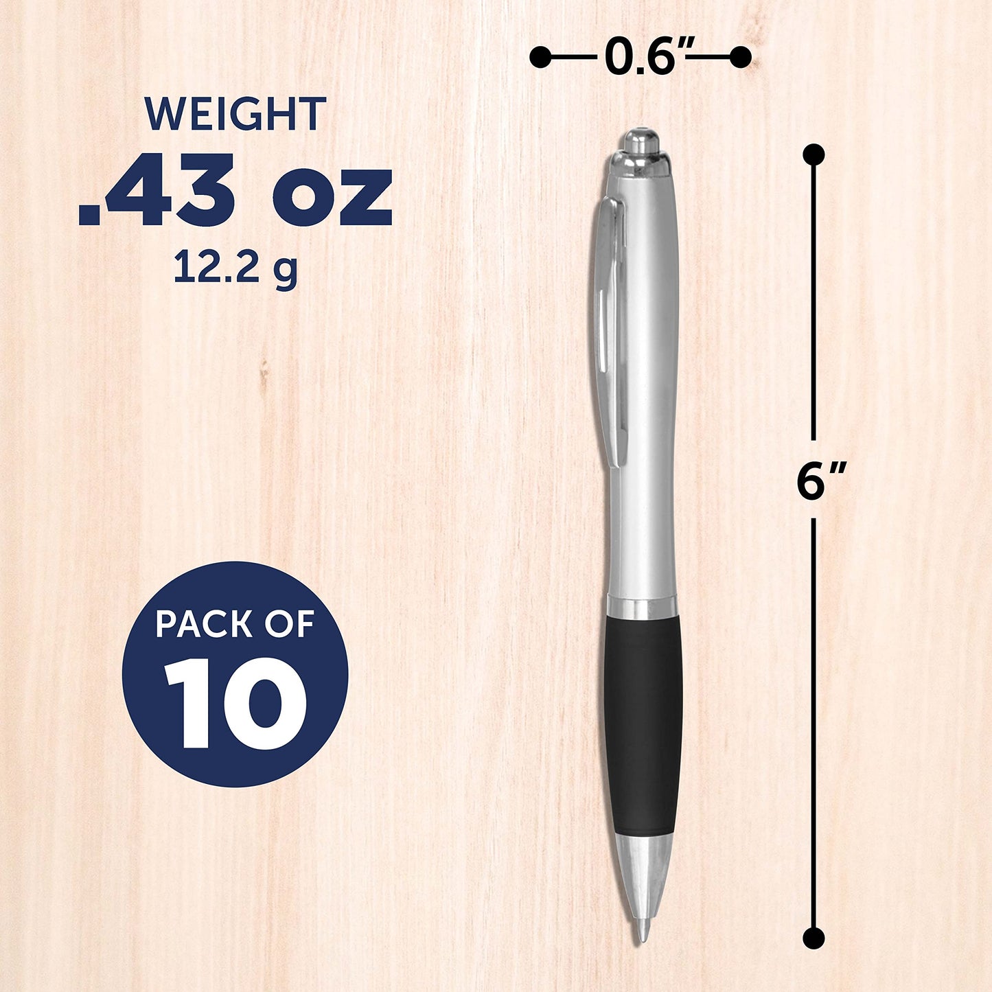 Personalized Ballpoint Pens with Rubber Grip and Black Ink, Pack of 10 by DISCOUNT PROMOS
