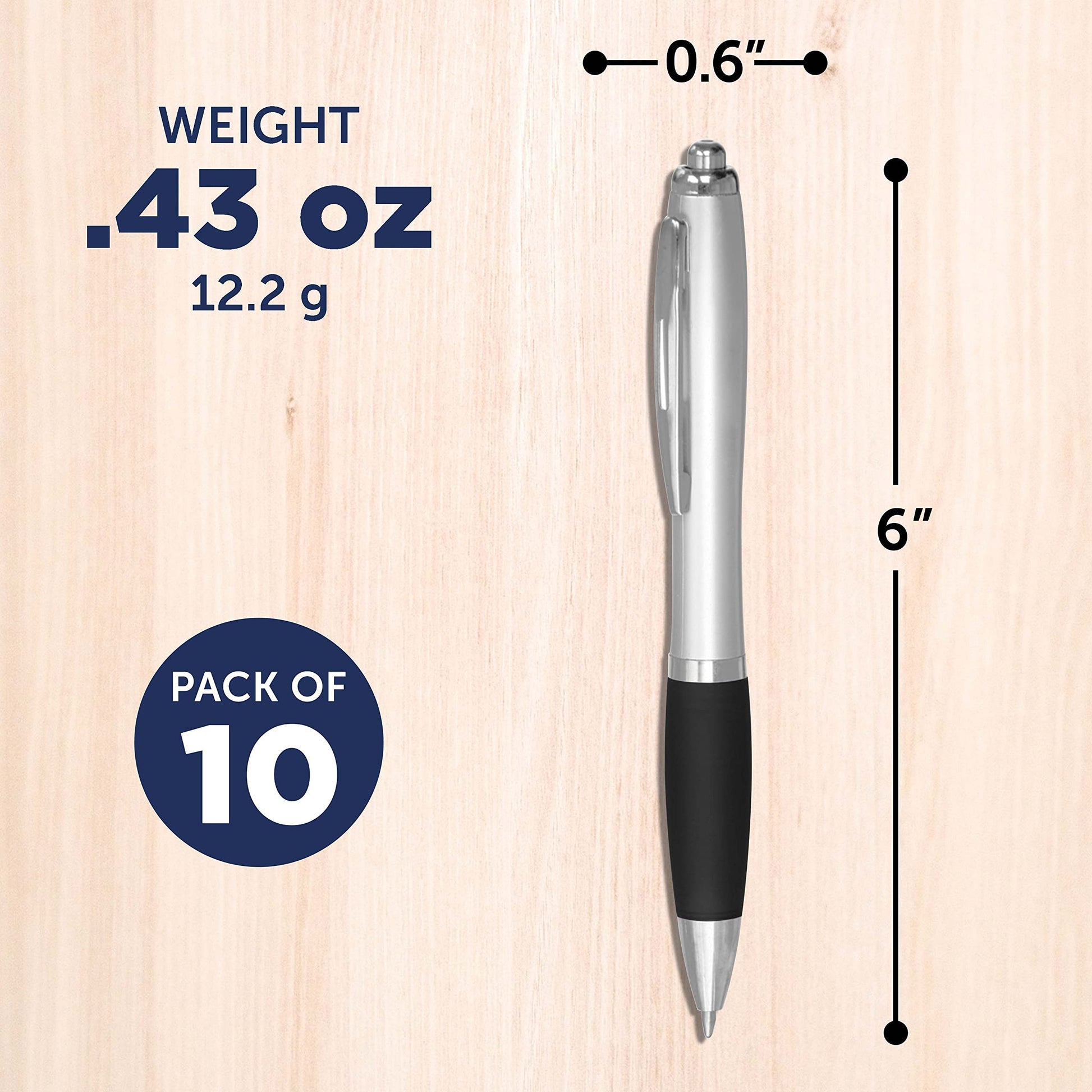 Personalized Ballpoint Pens with Rubber Grip and Black Ink, Pack of 10 by DISCOUNT PROMOS