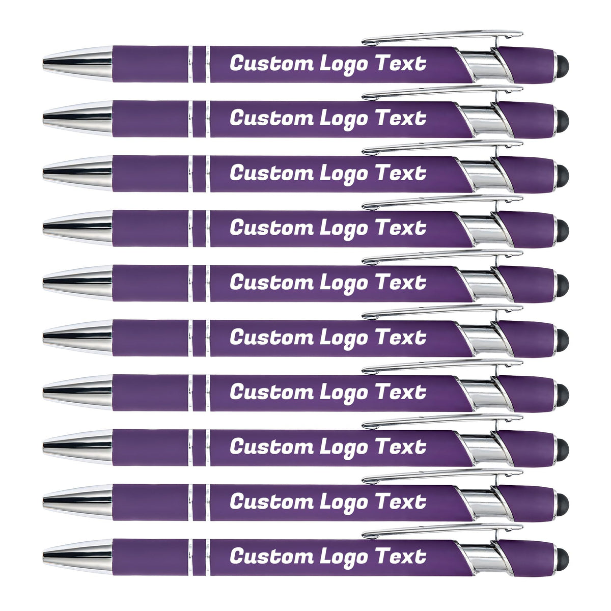 HEYZARDA Custom Pens Ballpoint with Stylus for Events, Dark Purple, 10 Pcs