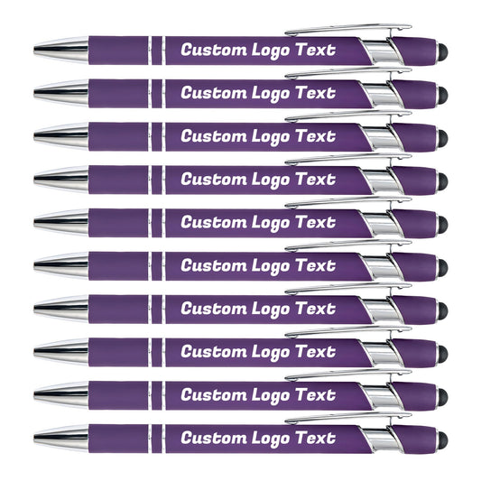 HEYZARDA Custom Pens Ballpoint with Stylus for Events, Dark Purple, 50 Pcs
