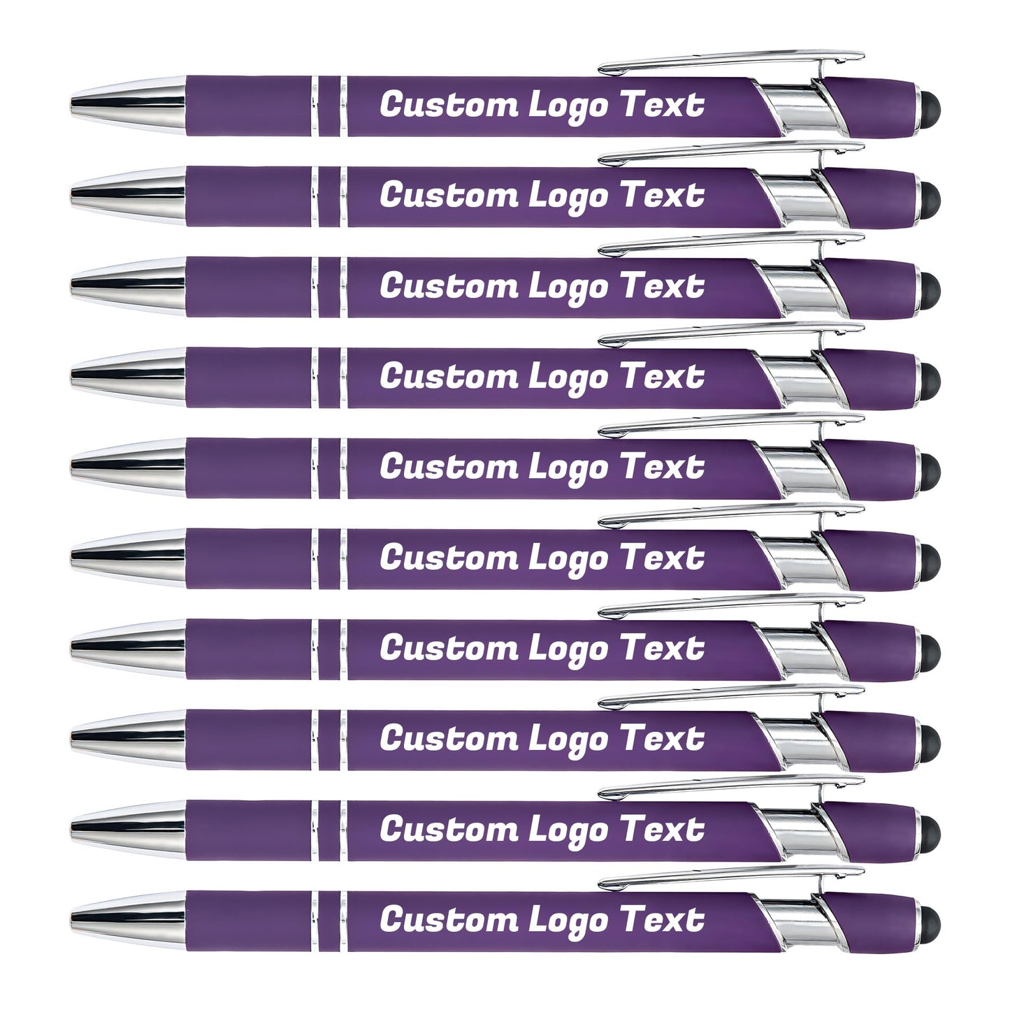 HEYZARDA Custom Pens Ballpoint with Stylus for Events, Dark Purple, 20 Pcs