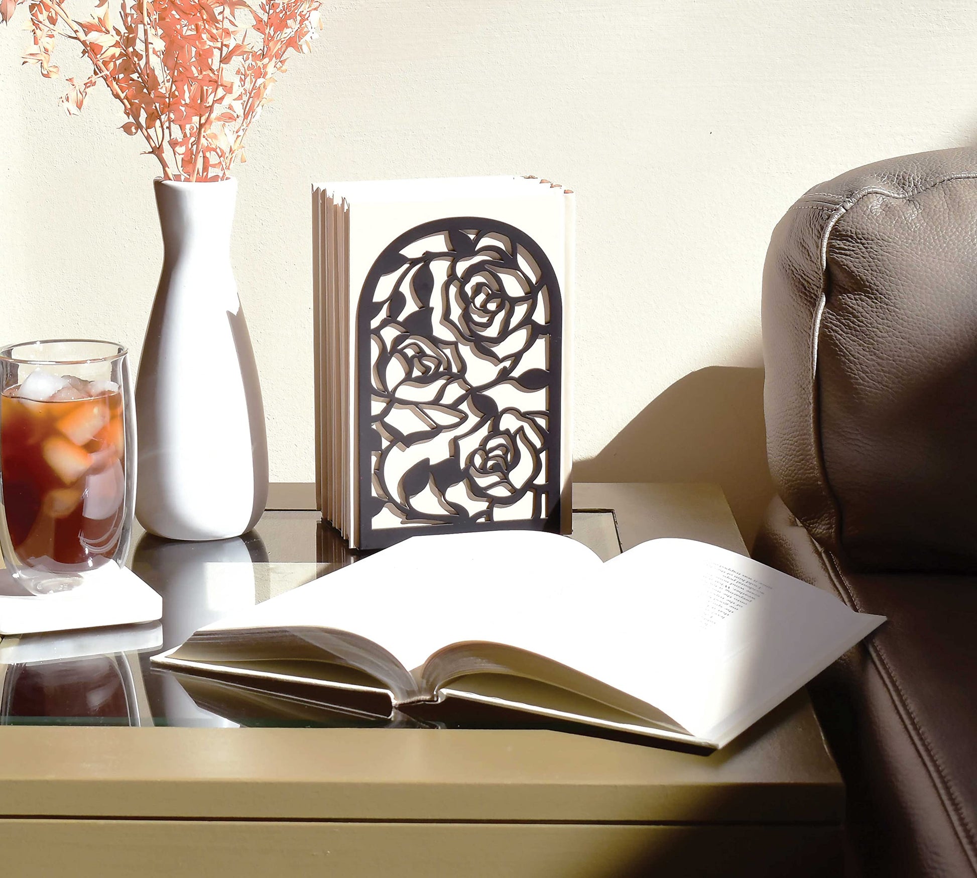 CNK Premium BookEnds - Heavy Duty Metal Book Stoppers for Home Office, Decorative Book Shelf
