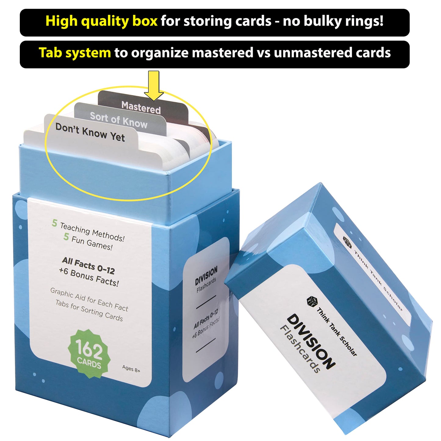 Think Tank Scholar 162 Division Flash Cards Set (Award Winning) All Facts 0-12 for Kids in 2ND