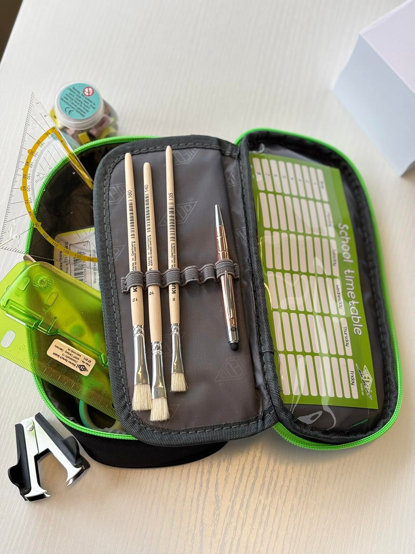 Wedo 24243011 Pencil Case with Inner Flap - Black/Green