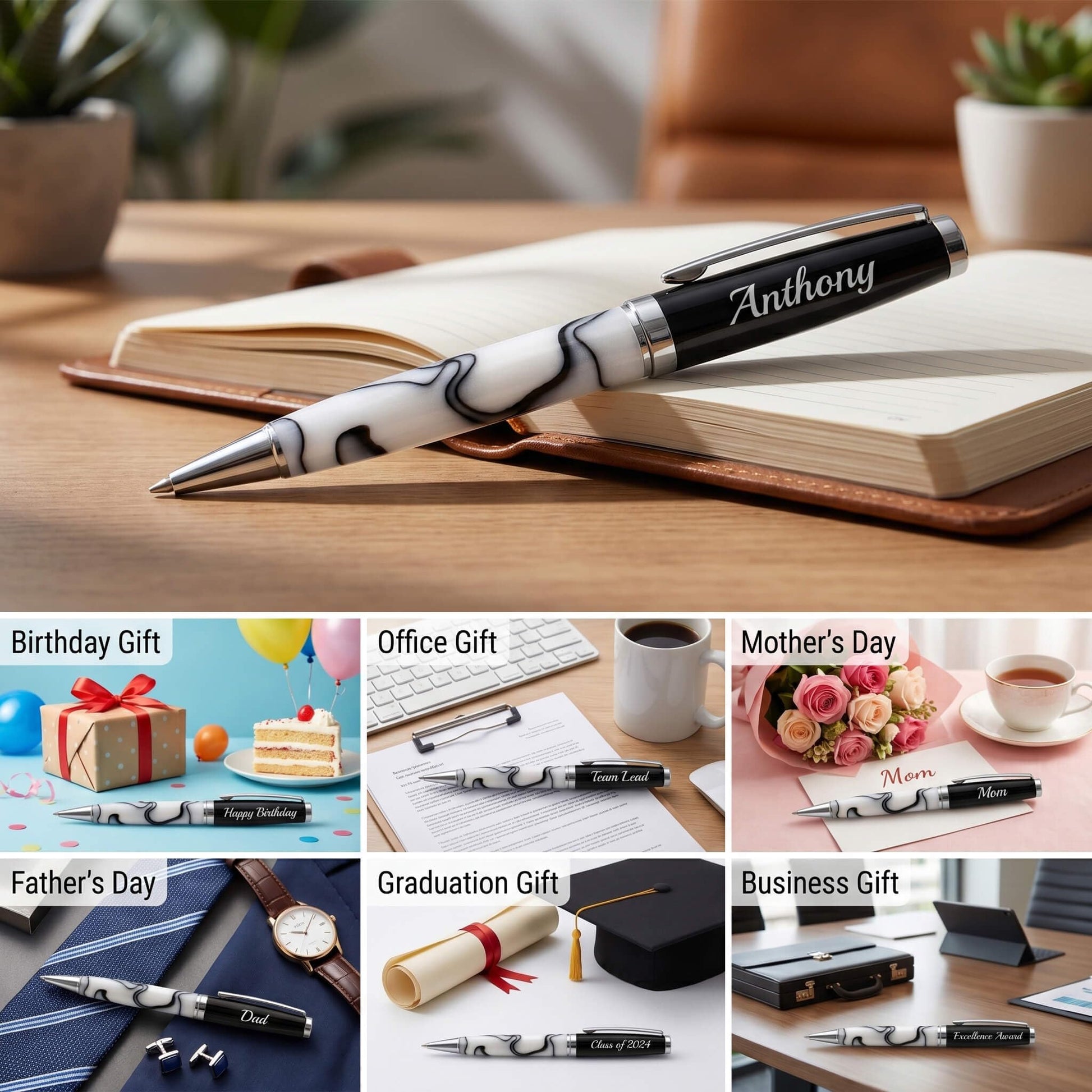 Ancolo Personalized Luxury Ballpoint Pen Fancy Nice Gift Pen set with Box