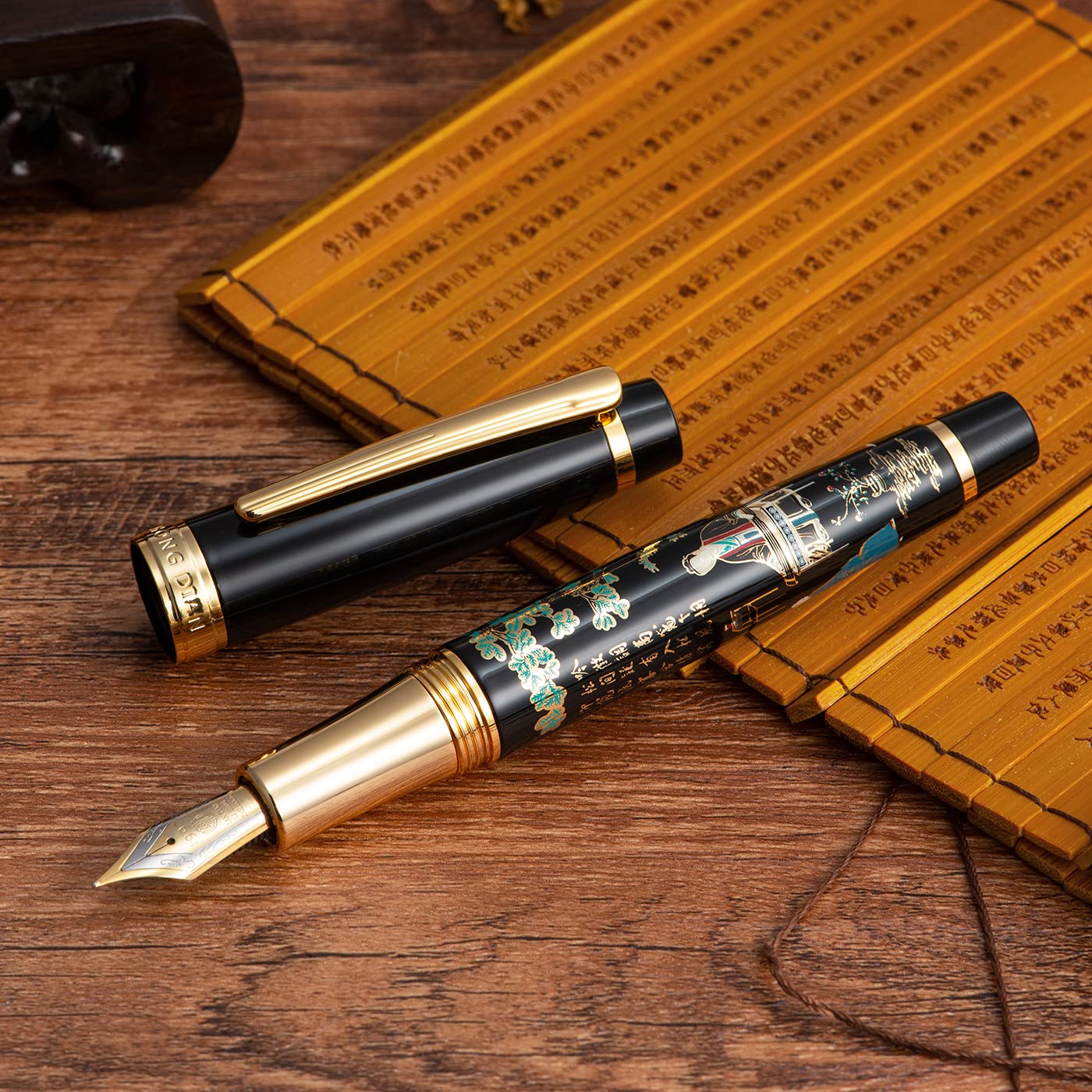 HONG DIAN 231 Chinese Classical Fountain Pen, Iridum Extra Fine Gold Nib with Chinese Painting