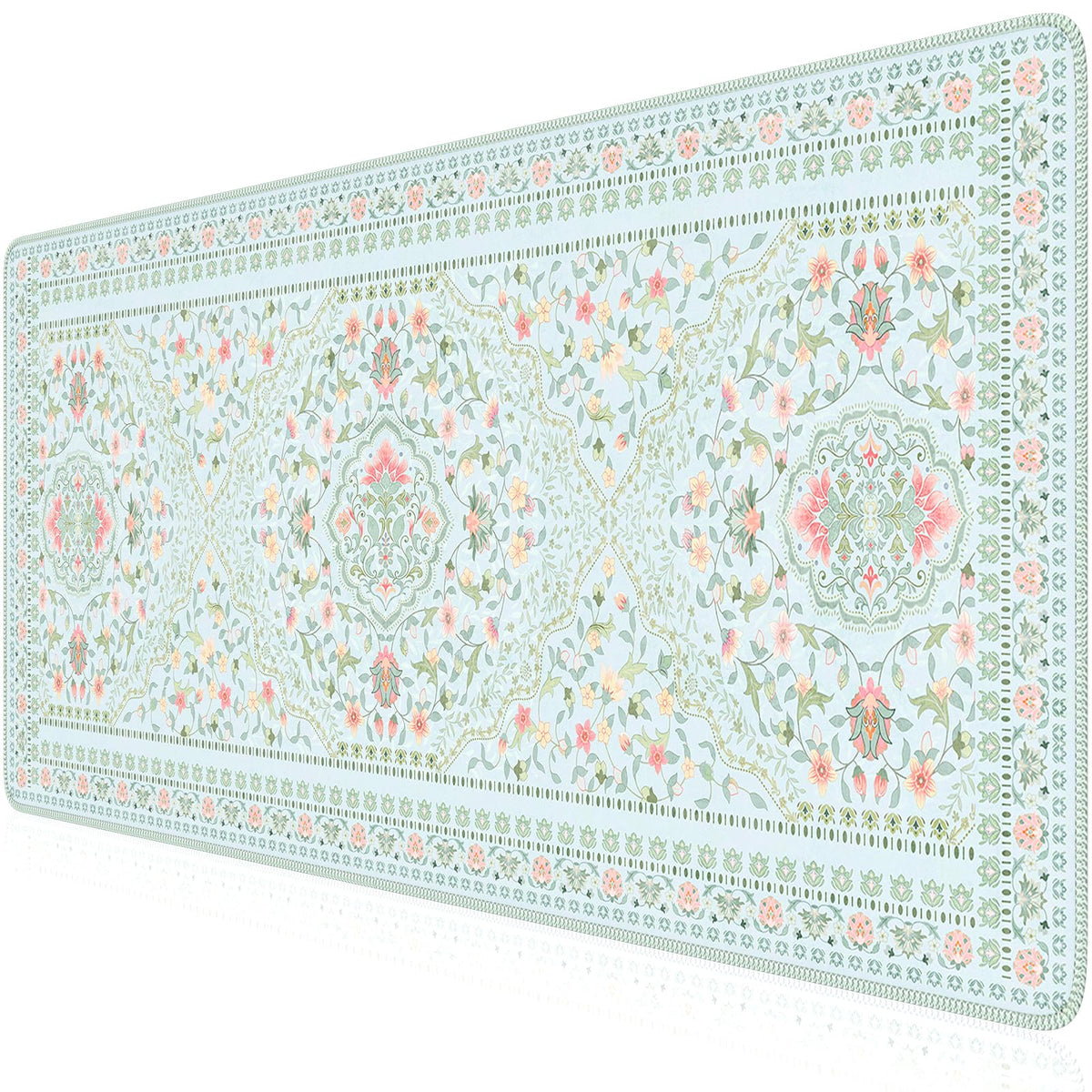 HAOCOO Light Green Floral Desk Pad, 35.4" x 15.7" Mousepad for Home Decor