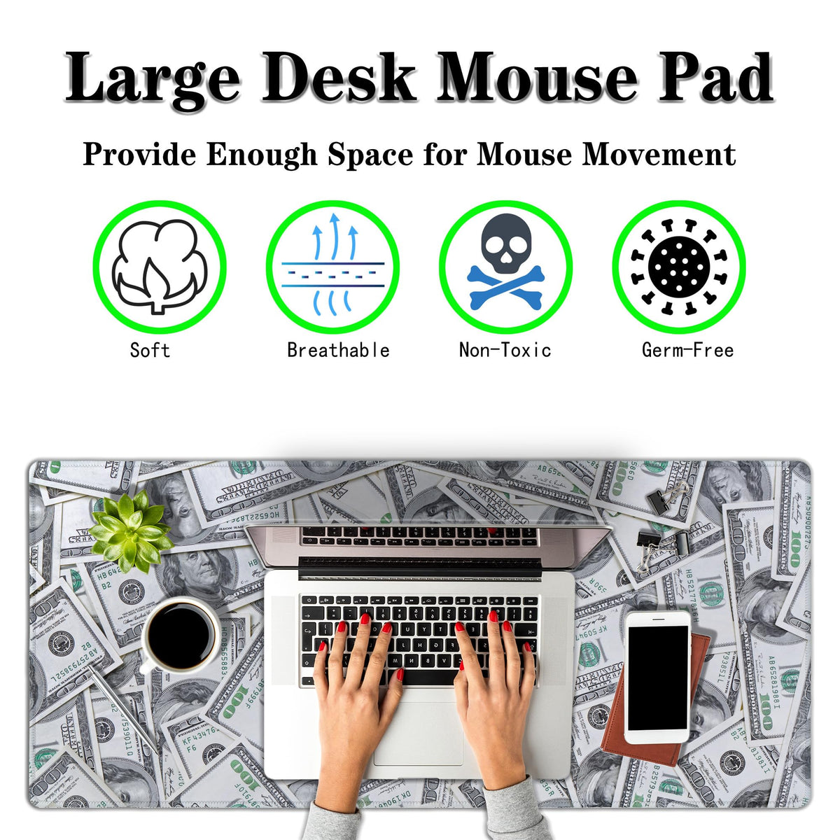 Samgula Gaming Desk Mat, Keyboard Mouse Pad Computer Desk Accessories for Men Extra Large Mouse