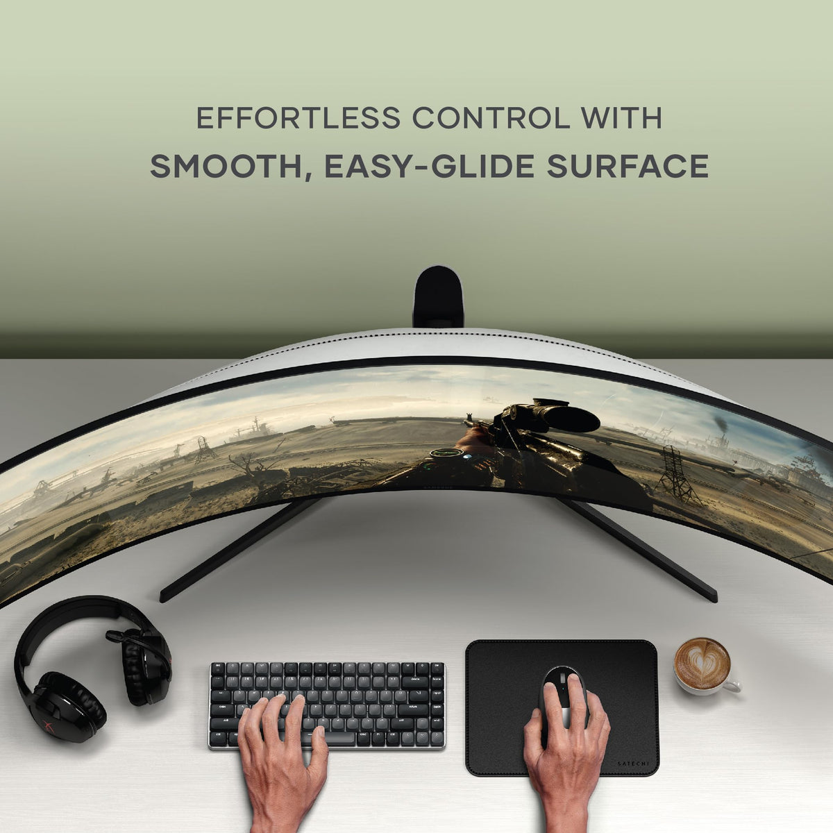 Satechi Vegan-Leather Mouse Pad, Reversible Design, Ergonomic, Black