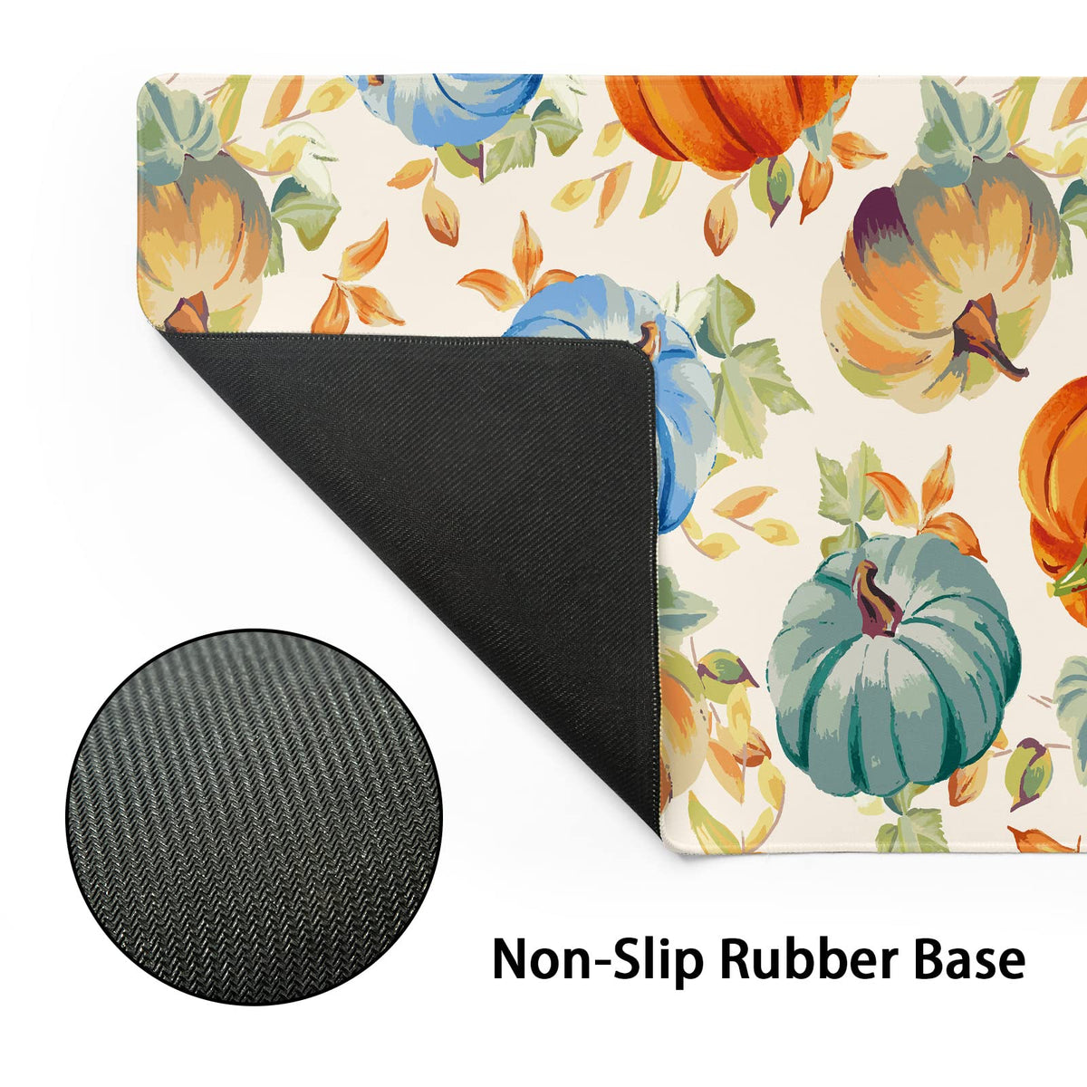 Watercolor Fall Pumpkins Gaming Mouse Pad XL Autumn Leaves Extended Big Large Desk Mat Non-Slip