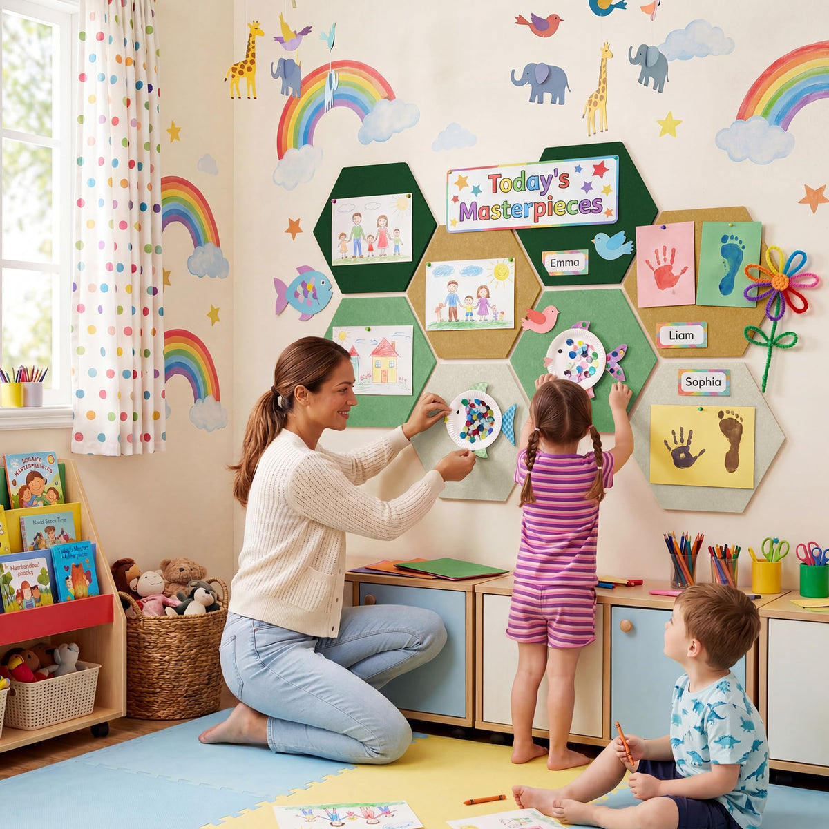 Uoisaiko 8-Pack Hexagon Felt Bulletin Board Tiles, Cork Board Alternative