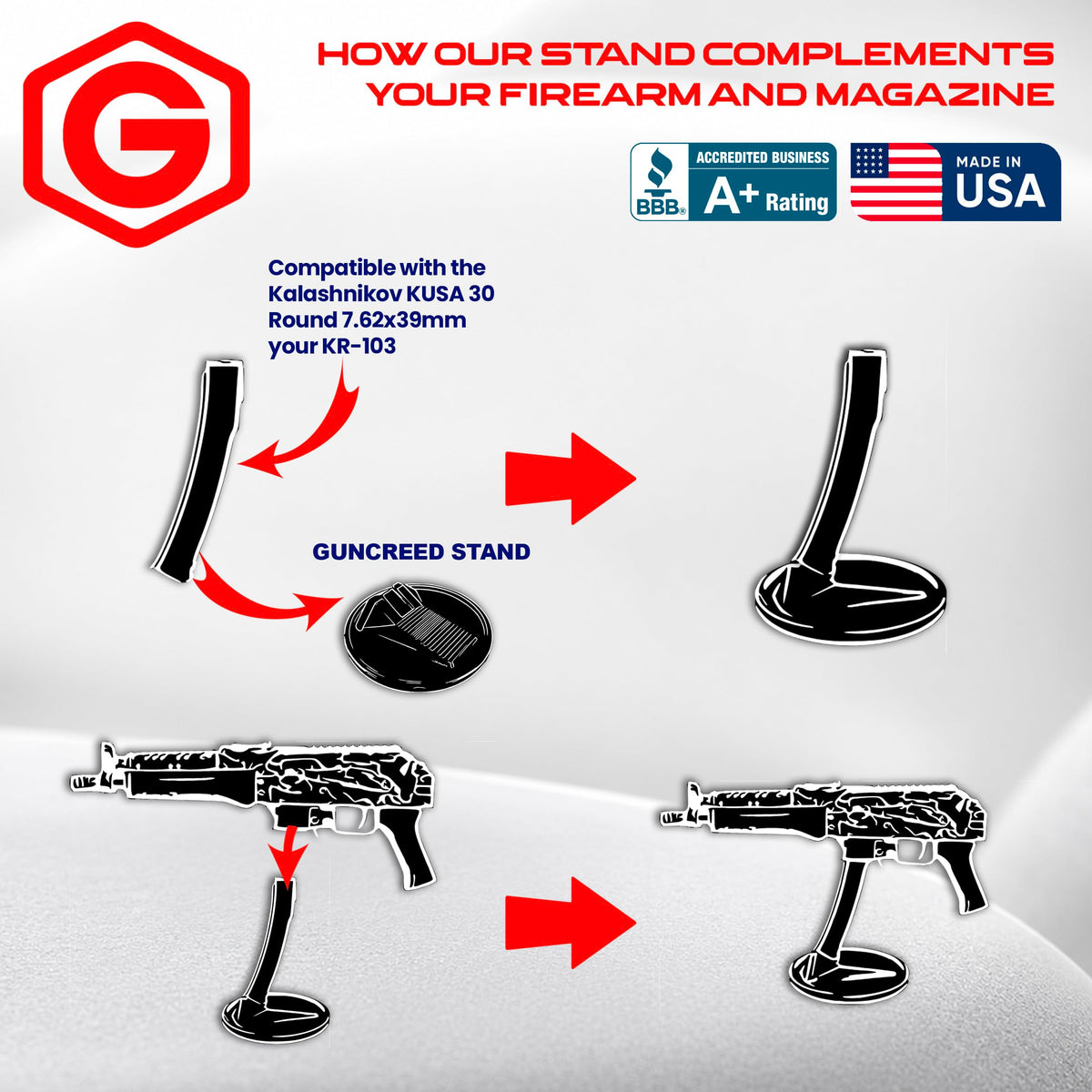 Gun Stand, Pistol Stand, Rifle Stand, Magazine Stand, Handgun Stand, Gun Safe Organizer, Mag Holder