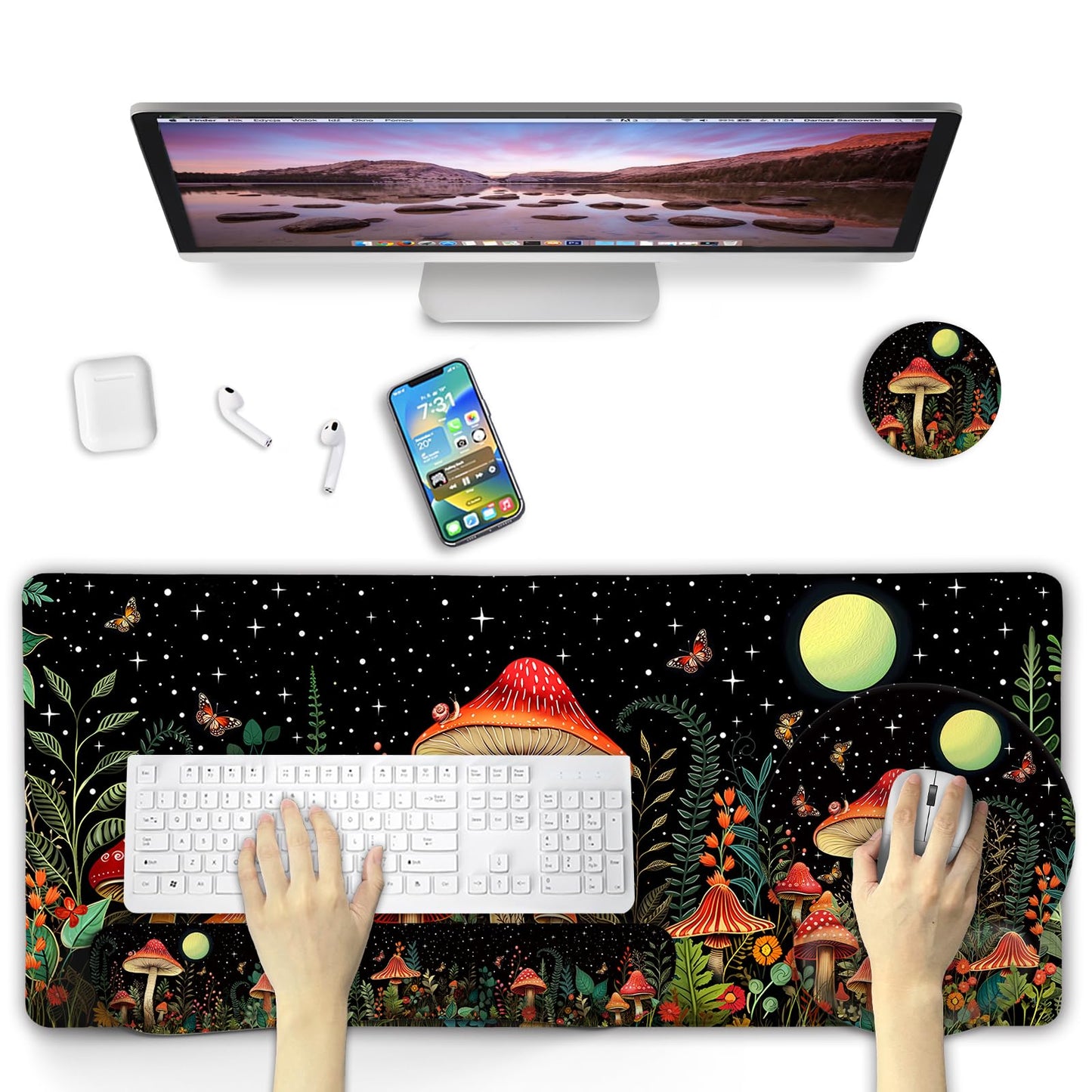Blusabaca Mushroom Mouse Pad, Funny Cute Desk Mat Office Accessories Decor