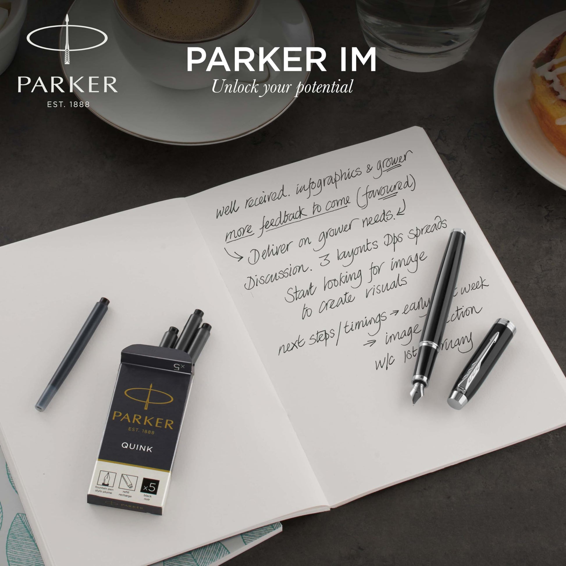 Fountain pen PARKER IM, size F, ink cartridge.