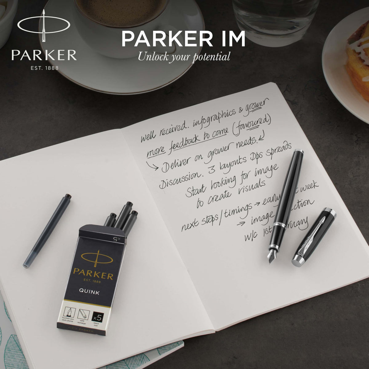 Fountain pen PARKER IM, size F, ink cartridge.