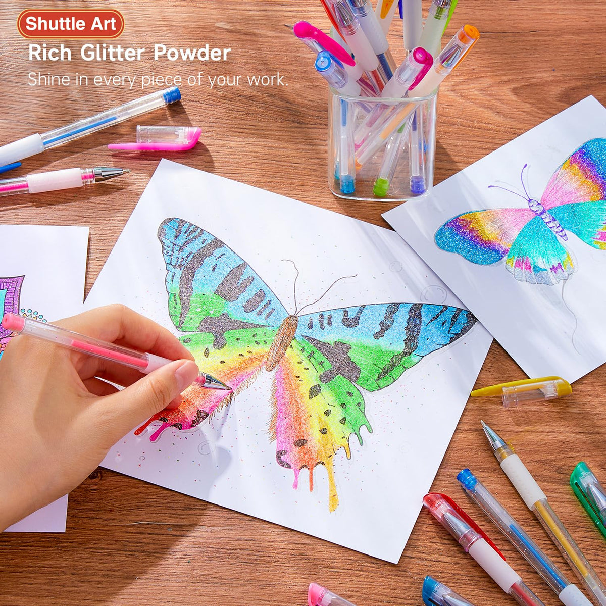 Shuttle Art 160 Pack Glitter Gel Pens, 80 Colors Glitter Gel Pens Set with 80 Refills for Adults
