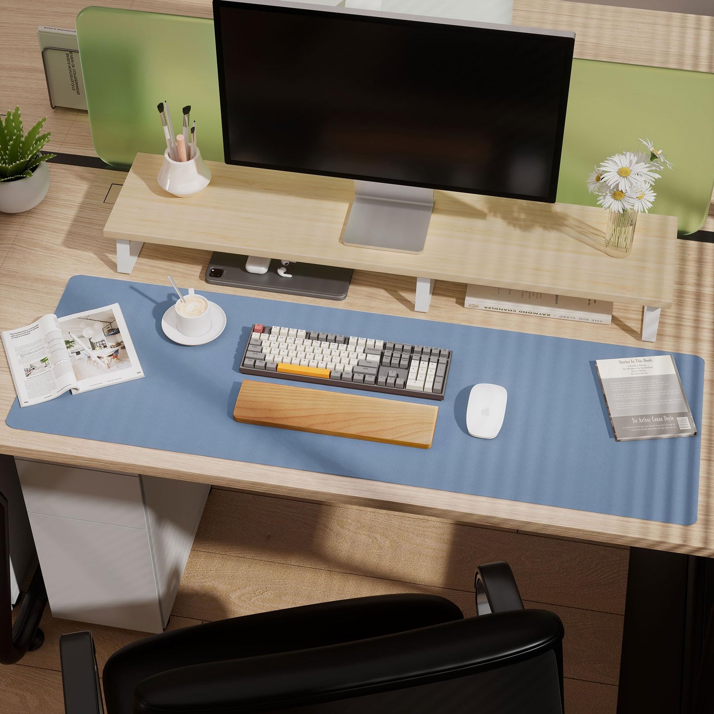 Aothia Leather Desk Pad Protector, Office Desk Mat, Large Mouse Pad, Laptop Desk Pad, Non-Slip PU