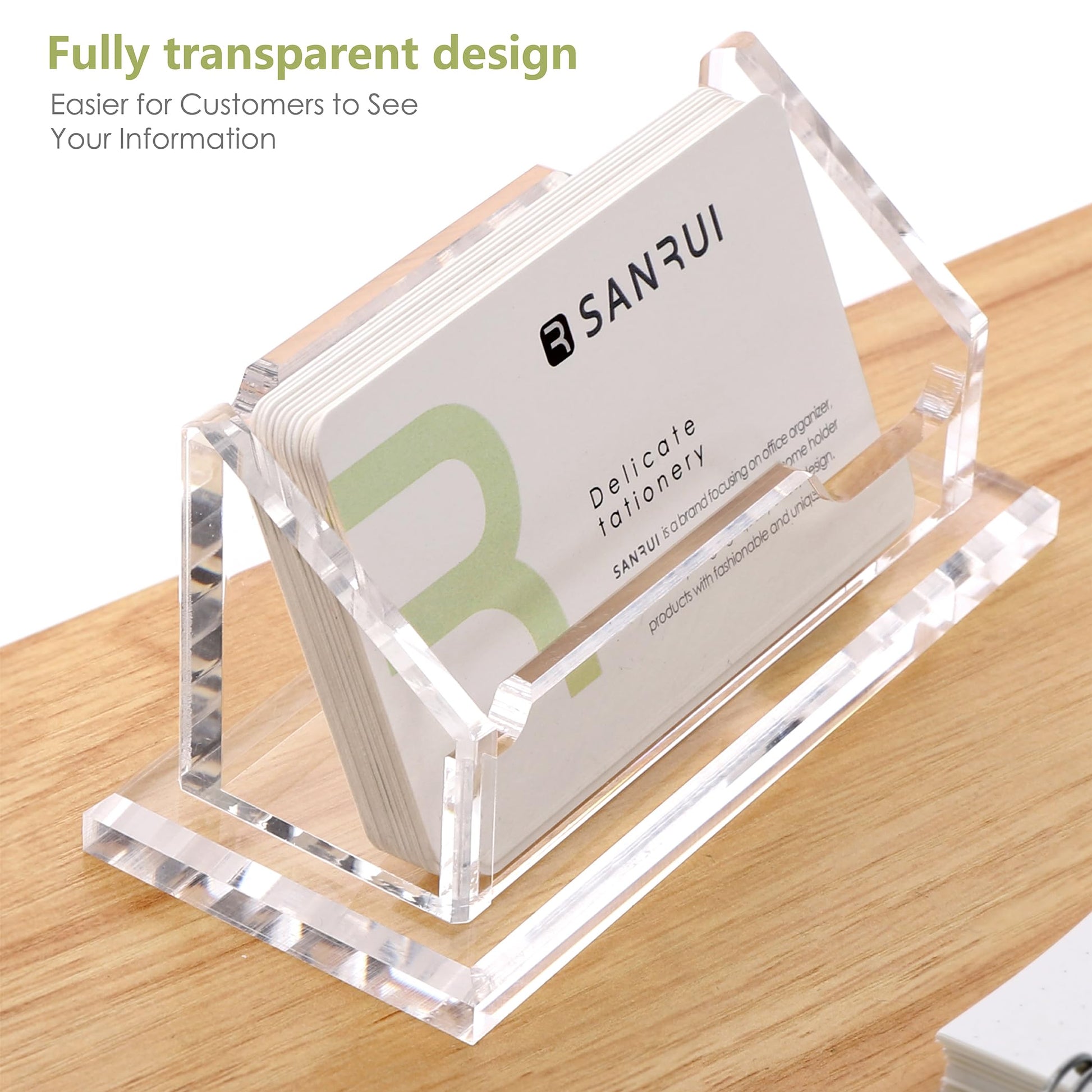 SANRUI Acrylic Business Card Holder for Desk, 2-Pack, Clear