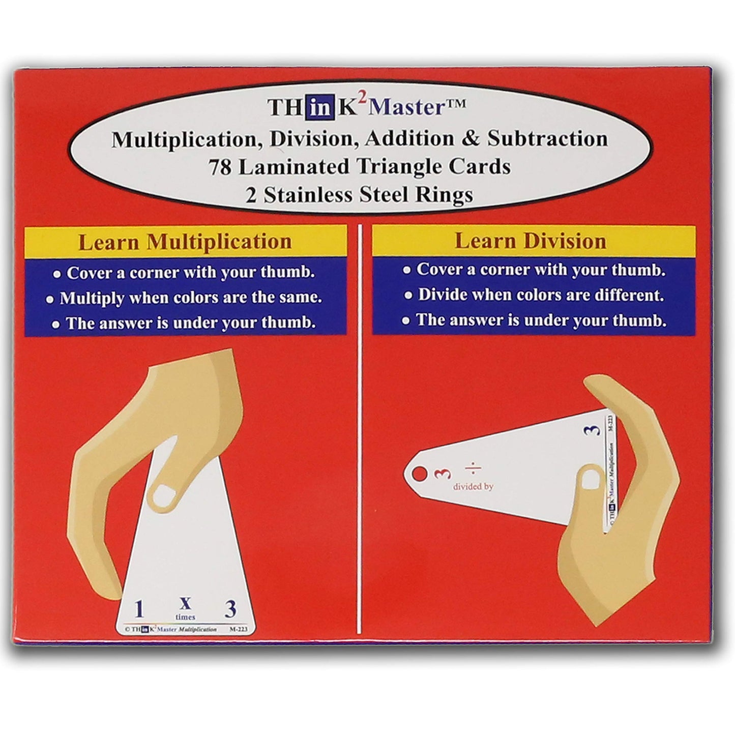 Think2Master Premium Laminated Multiplication Division Addition & Subtraction Triangle Flash Cards