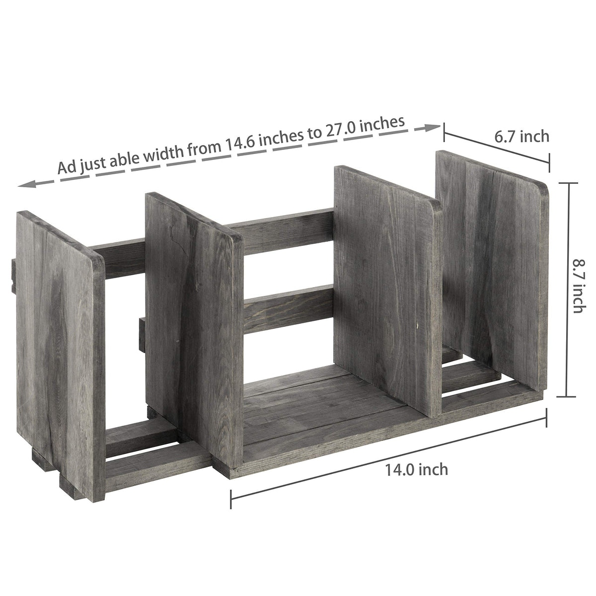 MyGift Gray Barnwood Desktop Bookshelf, Adjustable Expandable Book Rack