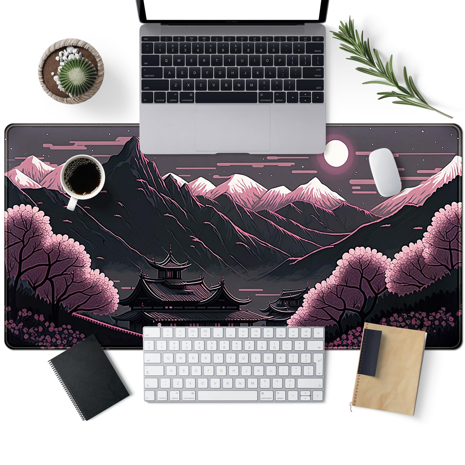 Sakura Blossom Desk Mat Japanese Scenery Mountain Large Mouse Pad XXL Extended Gaming Mousepad