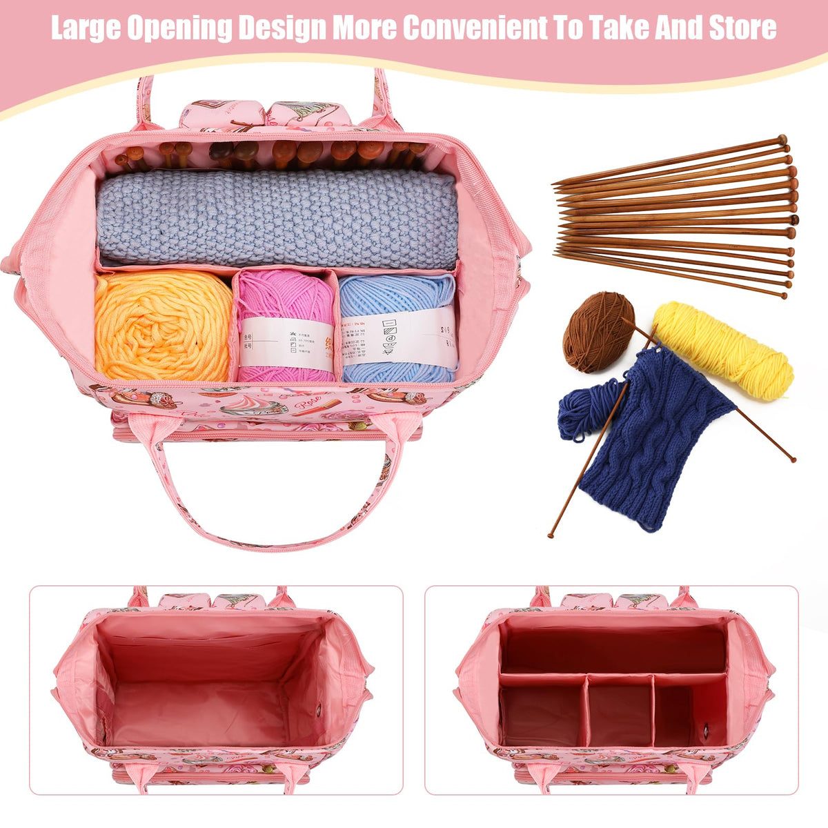 KOKNIT Crochet bag,knitting bag Backpack and Tote Bag Large capacity Yarn Storage Travel Women