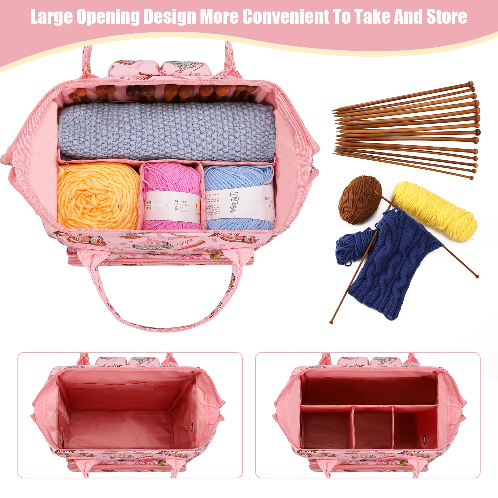 KOKNIT Crochet bag,knitting bag Backpack and Tote Bag Large capacity Yarn Storage Travel Women