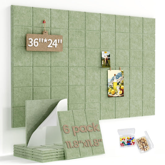 Large Felt Bulletin Board for Walls: 6-Pack Black Cork Board Alternative 11.8x11.8 Inch Peel and