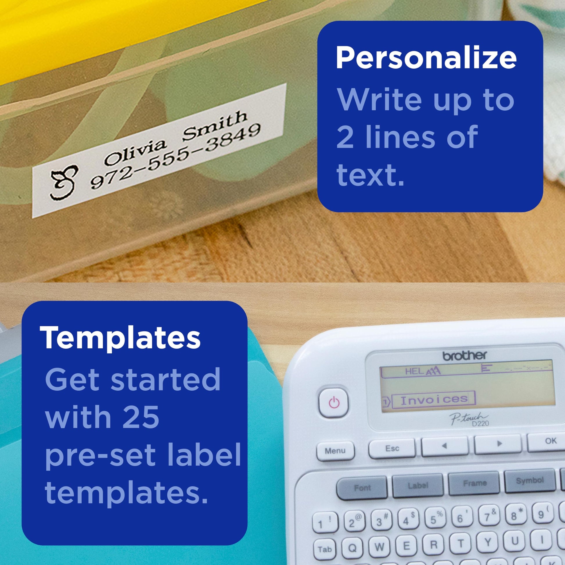 Brother P-Touch PTD220 Home/Office Everyday Label Maker | Prints TZe Label Tapes up to ~1/2 inch