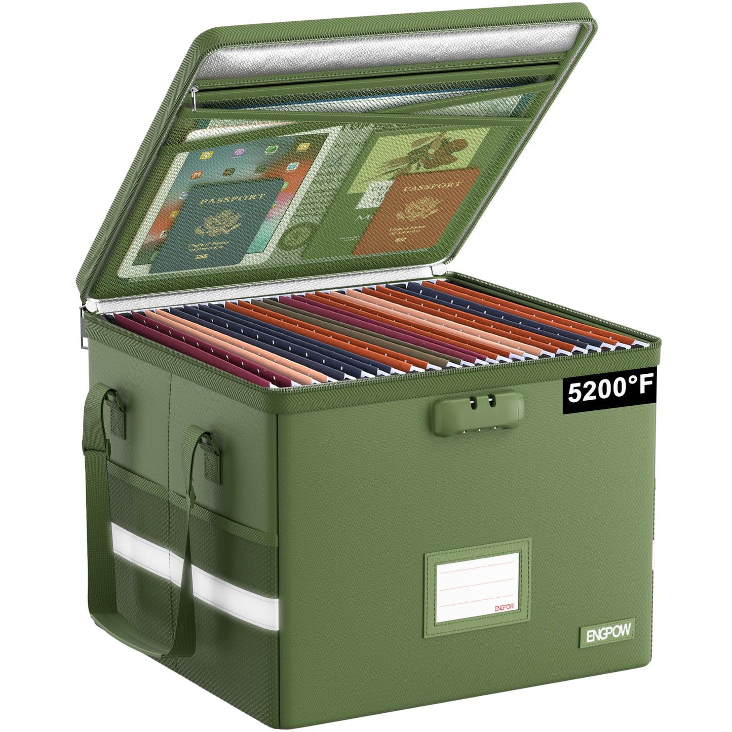 ENGPOW 5200°F File Box Fireproof Document Box with Lock,Heat Insulated Collapsible File Storage
