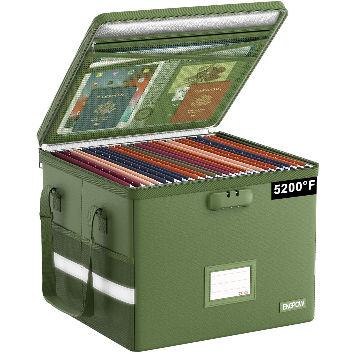 ENGPOW 5200°F File Box Fireproof Document Box with Lock,Heat Insulated Collapsible File Storage