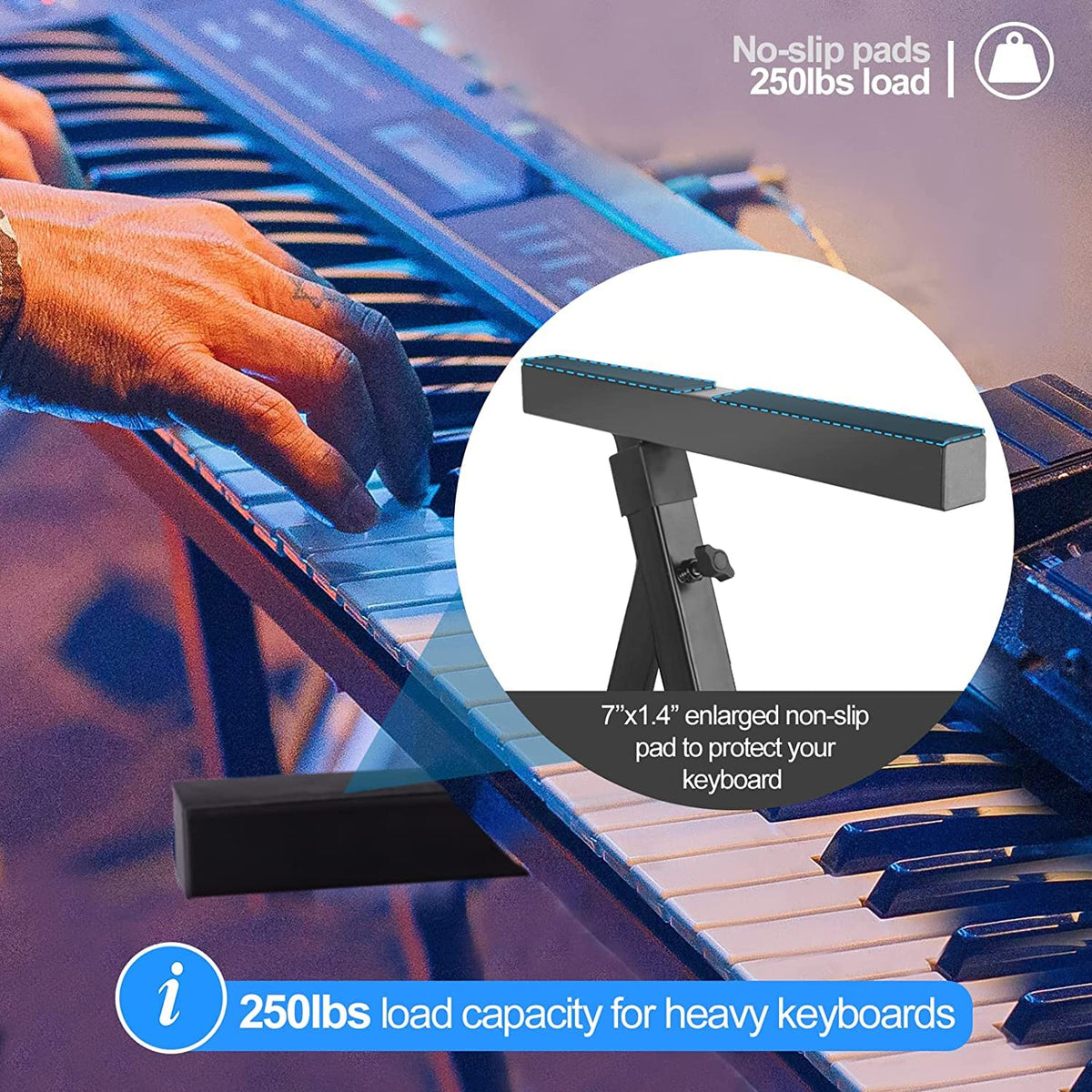 Duramex Heavy Duty Z-Style Keyboard Stand with 23.6-35.4"/60-90cm Adjustable Height and